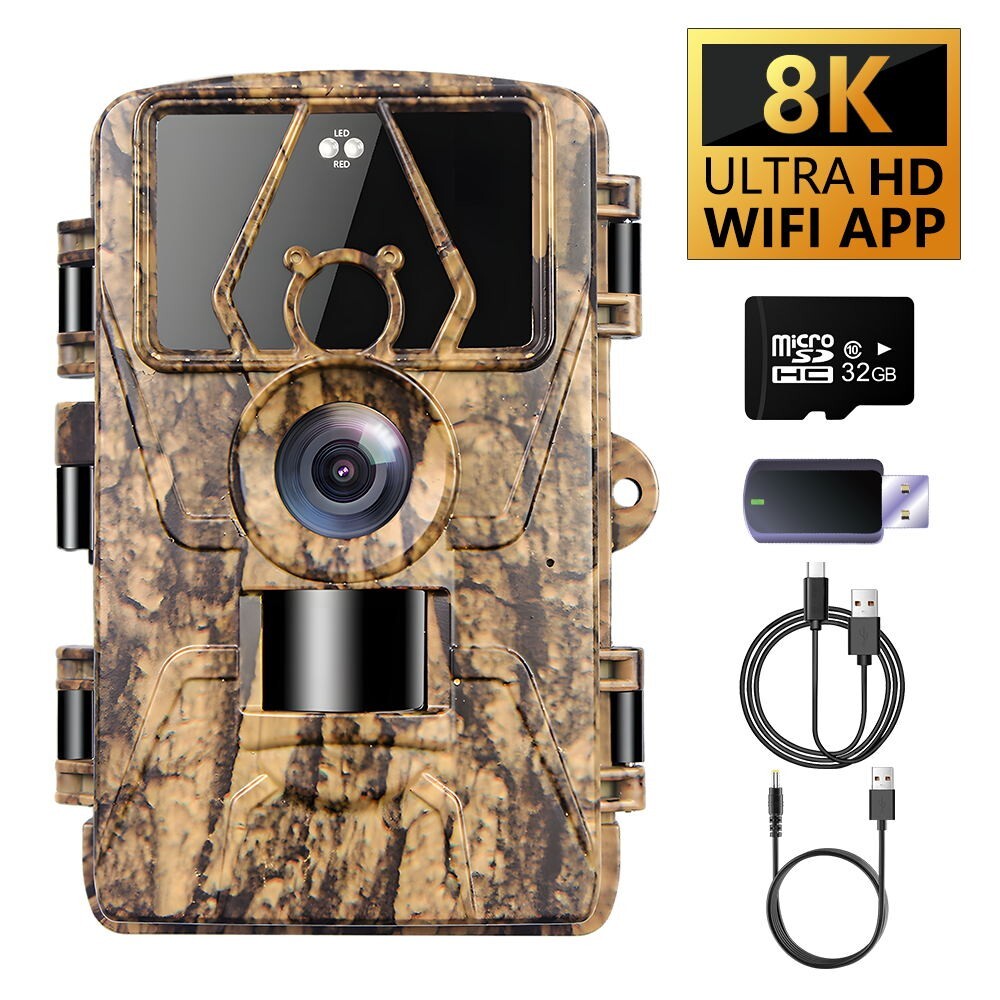 WiFi版 8K Trail Camera 60MP IP66 Waterproof Outdoor Hunting Cam with APP Support