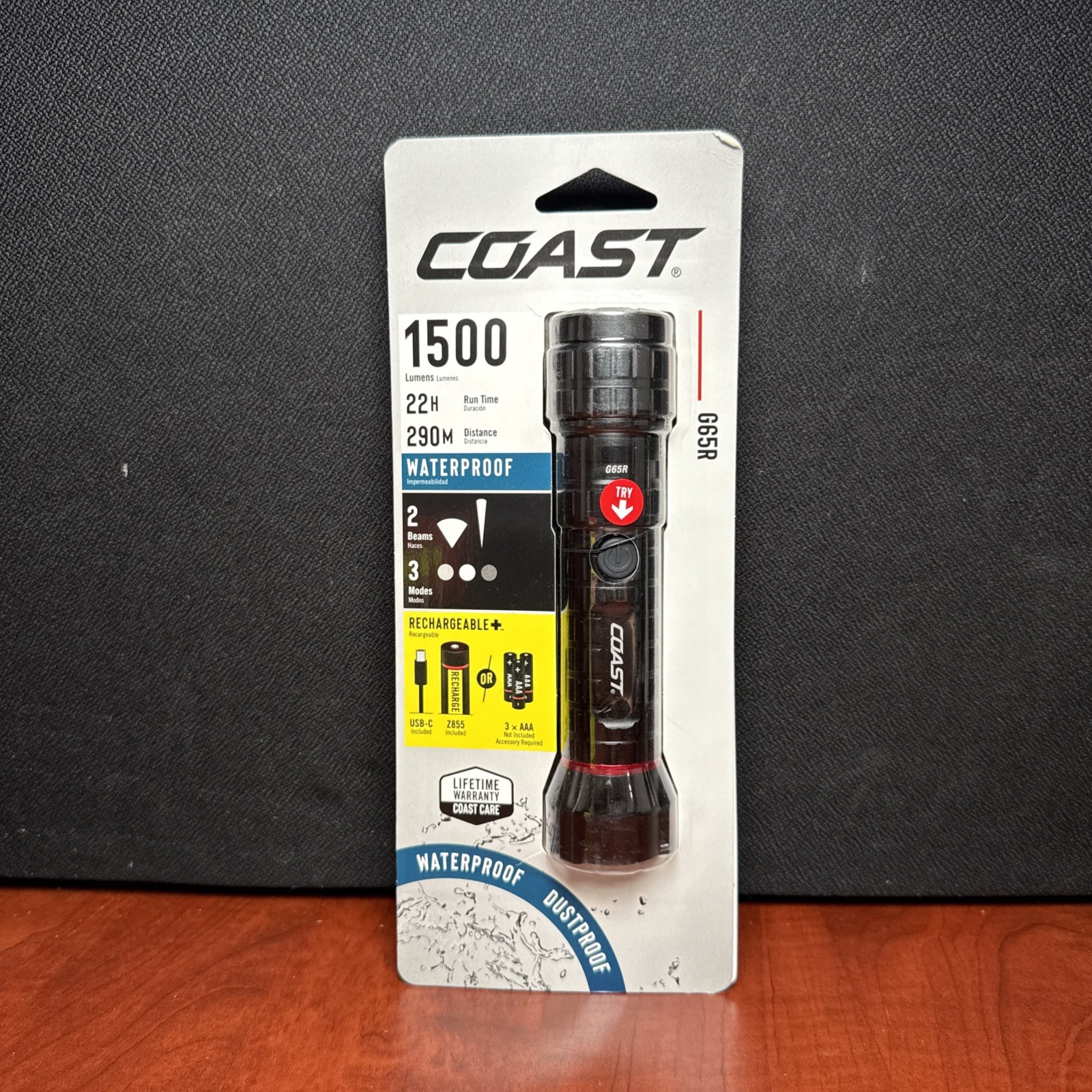 Coast G65R 1500 Lumens Waterproof Rechargeable LED Professional (4635) New