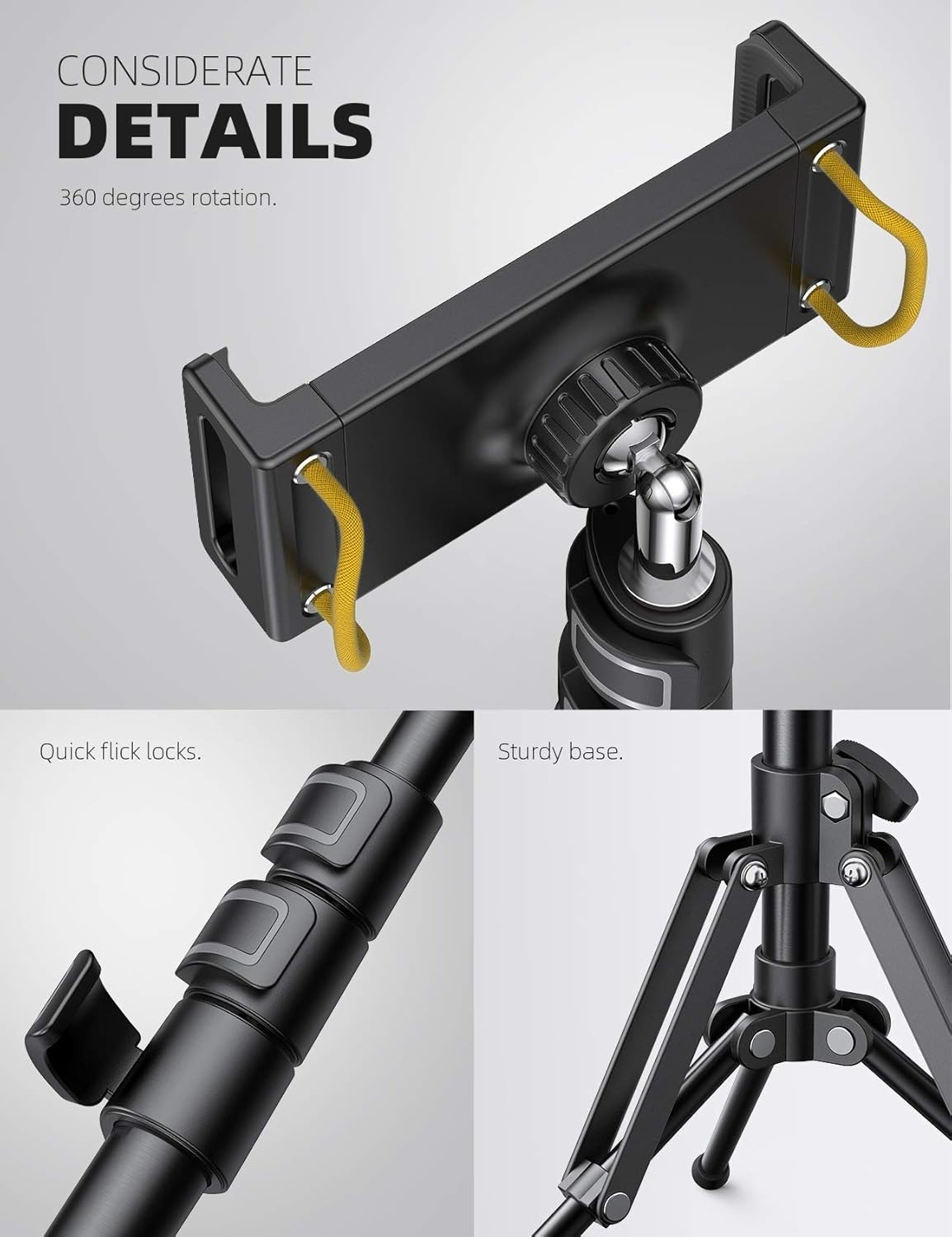 Lamicall Tablet Floor Tripod Stand - 64.9" Tablet Holder Mount Bluetooth Remote
