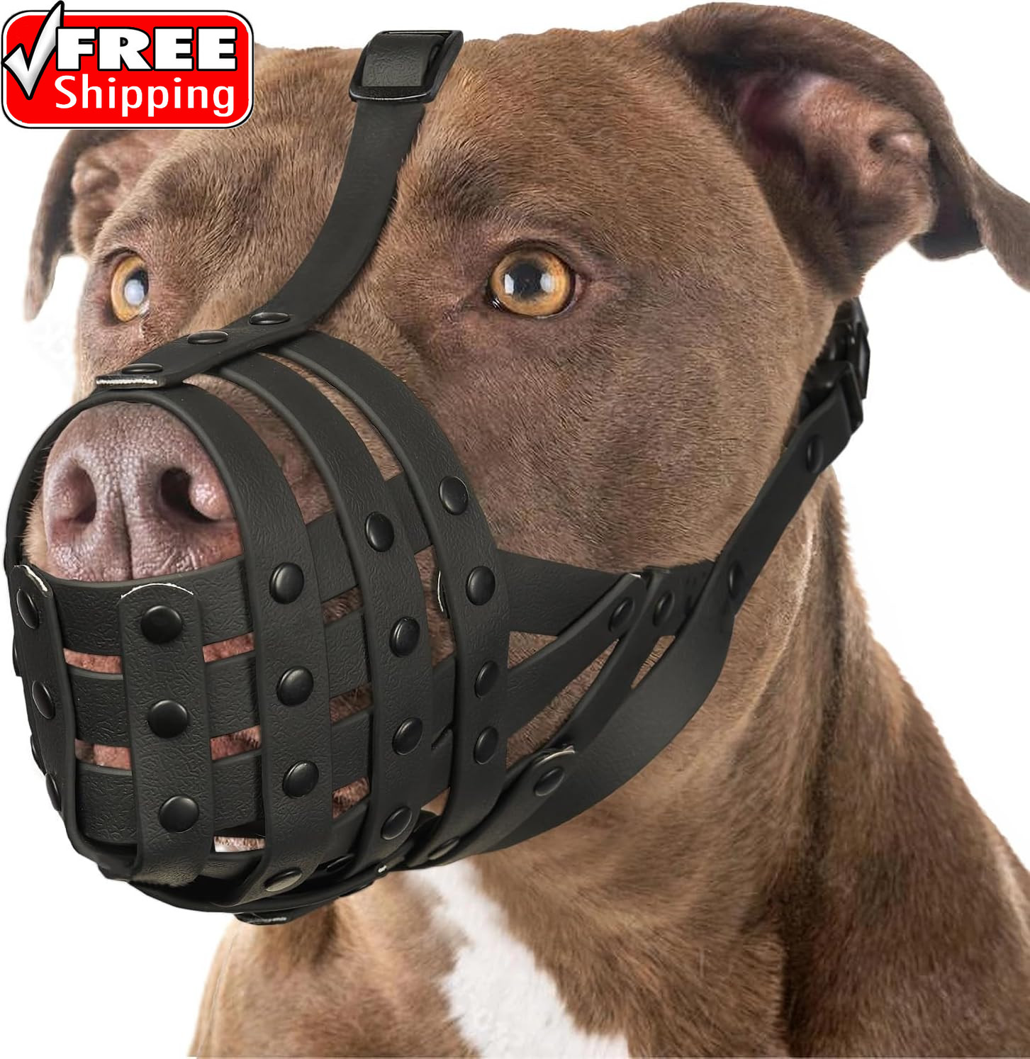Pitbull Muzzle for Large Medium Sized Dogs to Prevent Biting Scavenging, Basket