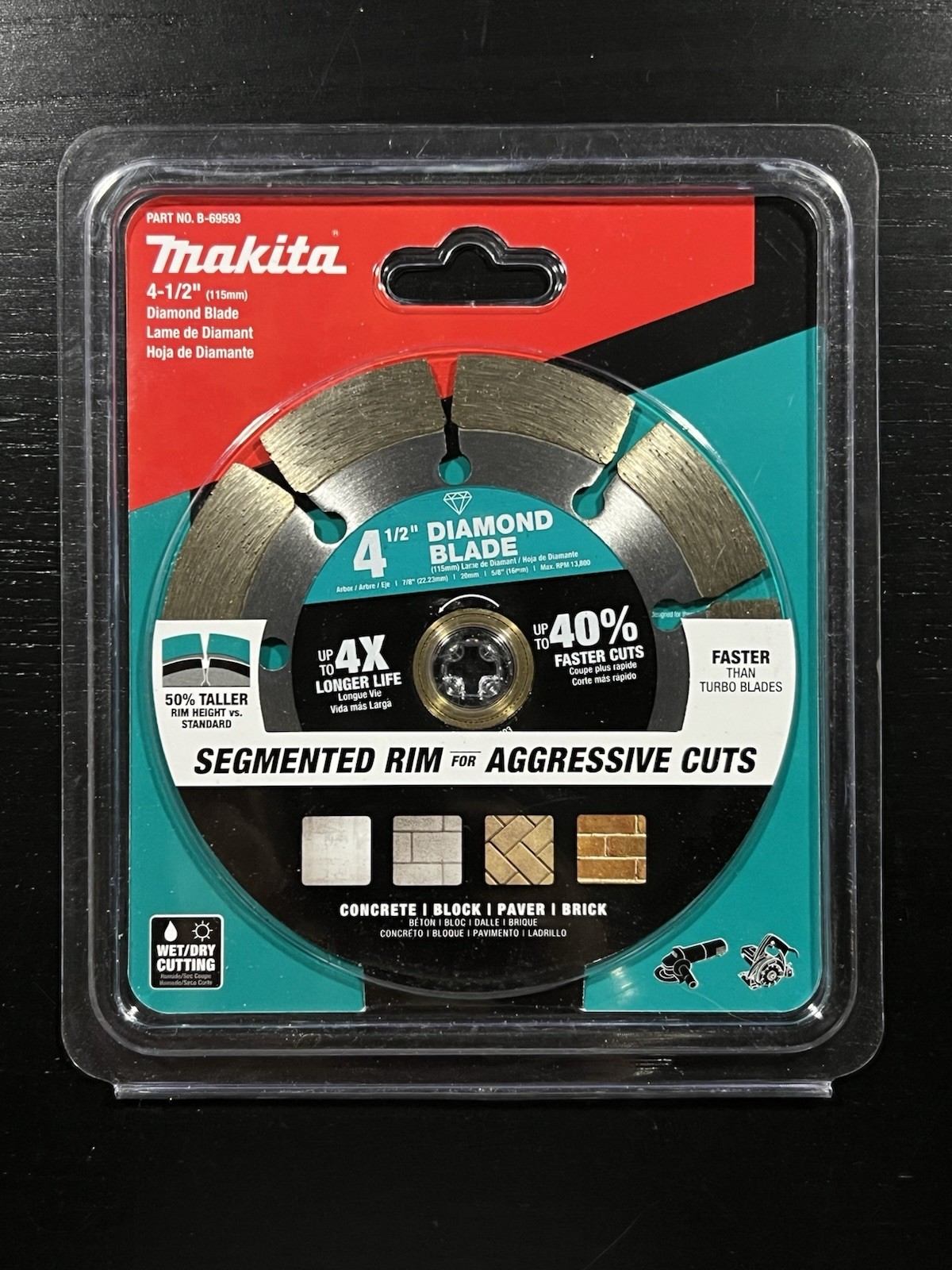 Makita 4.5 in. Segmented Rim Diamond Blade for General Purpose B-69593