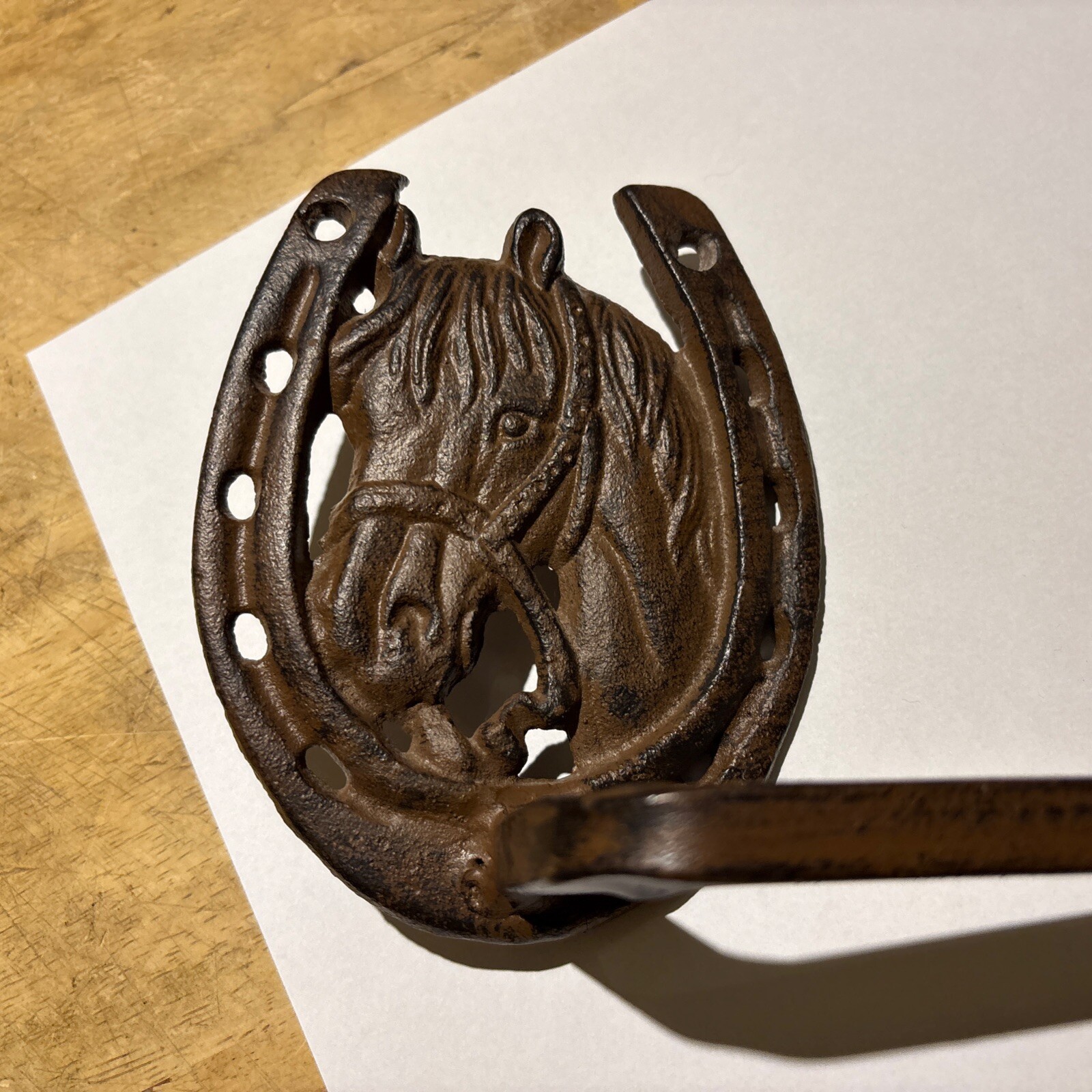 Vintage Horse Head Horseshoe Wall Coat Hat, Key Hanger Hook 9 1/2" W