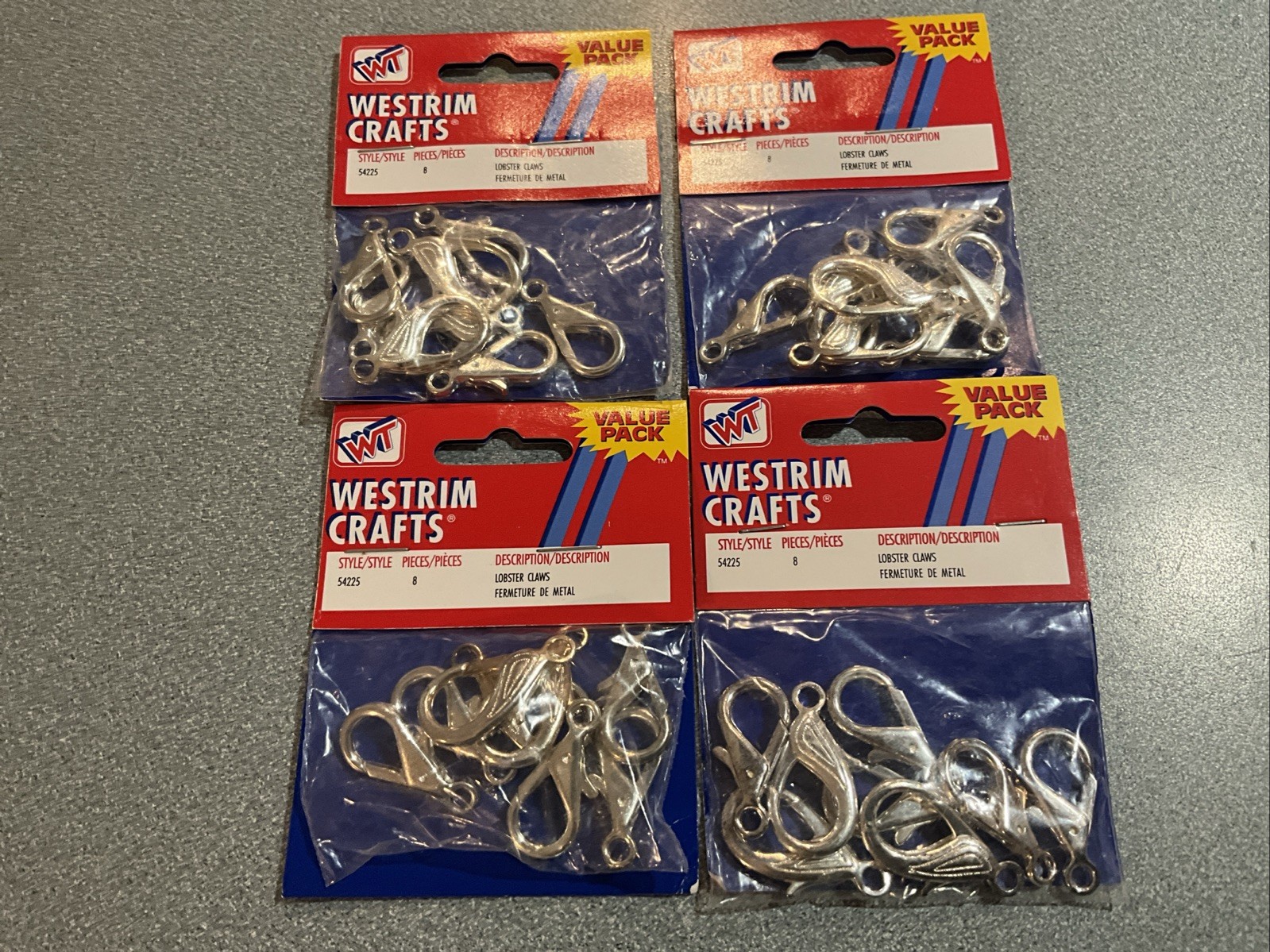WESTRIM CRAFTS NEW 4 PACKS (8 PIECES EACH Lobster Claw Clasps 29 & 31 MM FREE SH