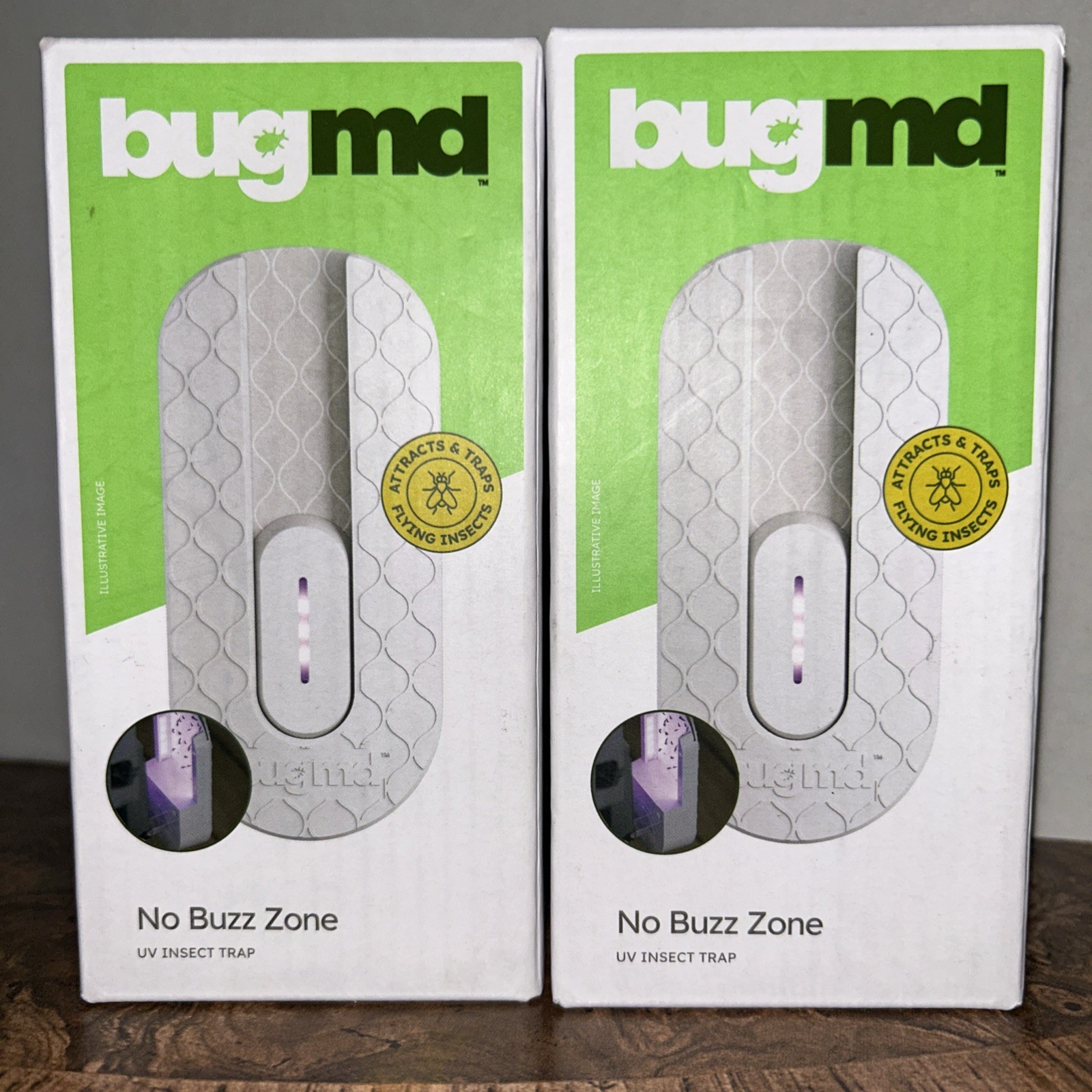 2x BugMD No Fly Zone Refillable UV Bug Mosquito Zapper Flying Insect Trap Plug I