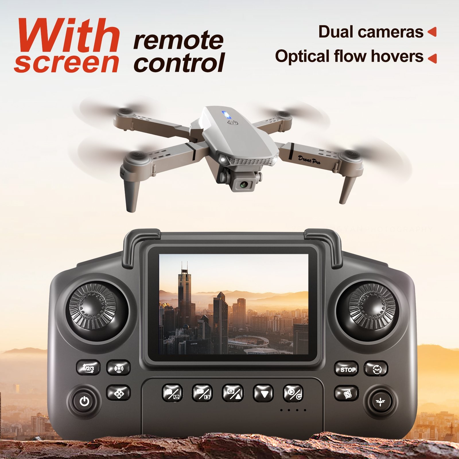 4K HD Camera Drone WiFi FPV RC Foldable Dual Camera with 1-3 Batteries Screen