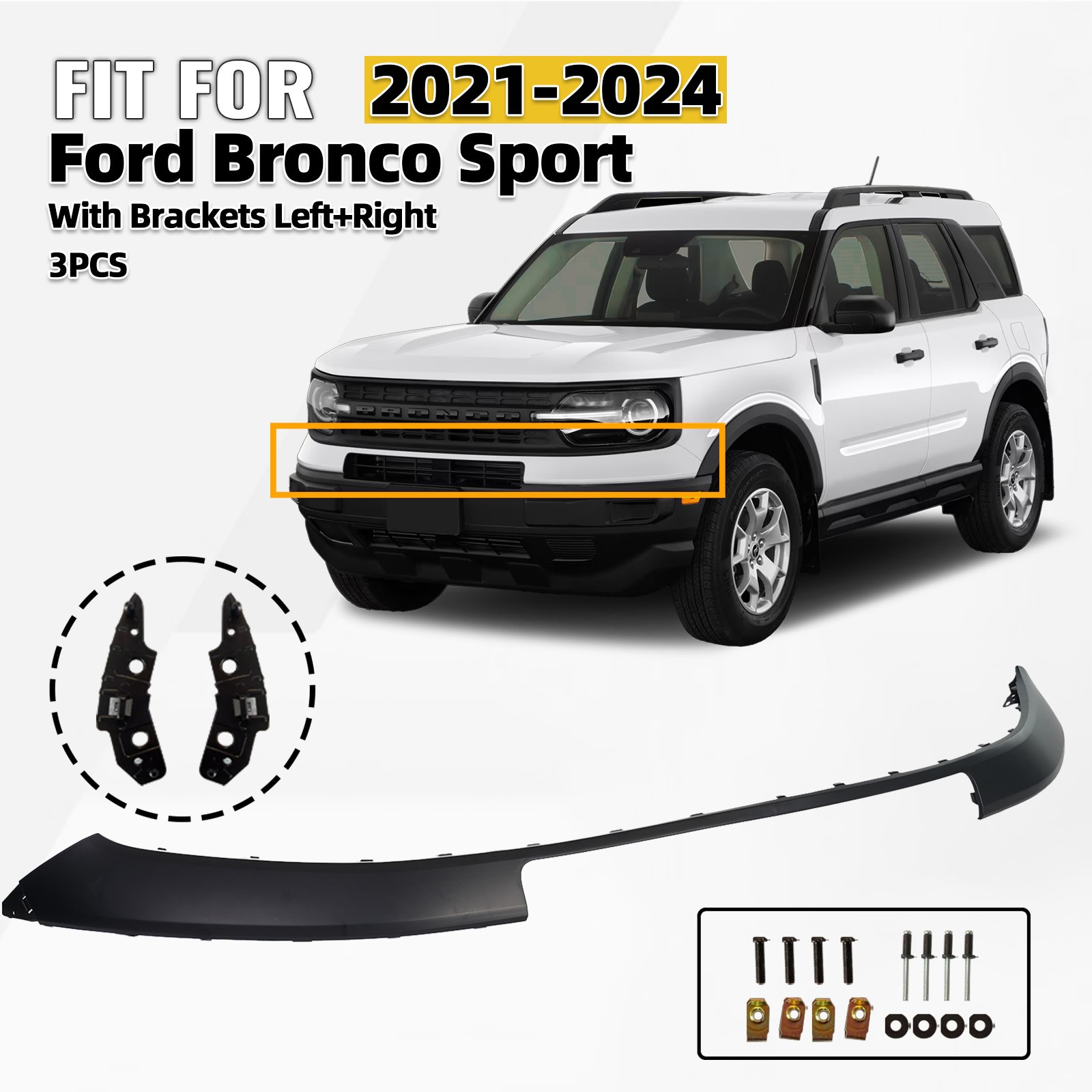 Front Upper Bumper Cover Fascia For 2021 2022 2023 2024 Ford Bronco Sport