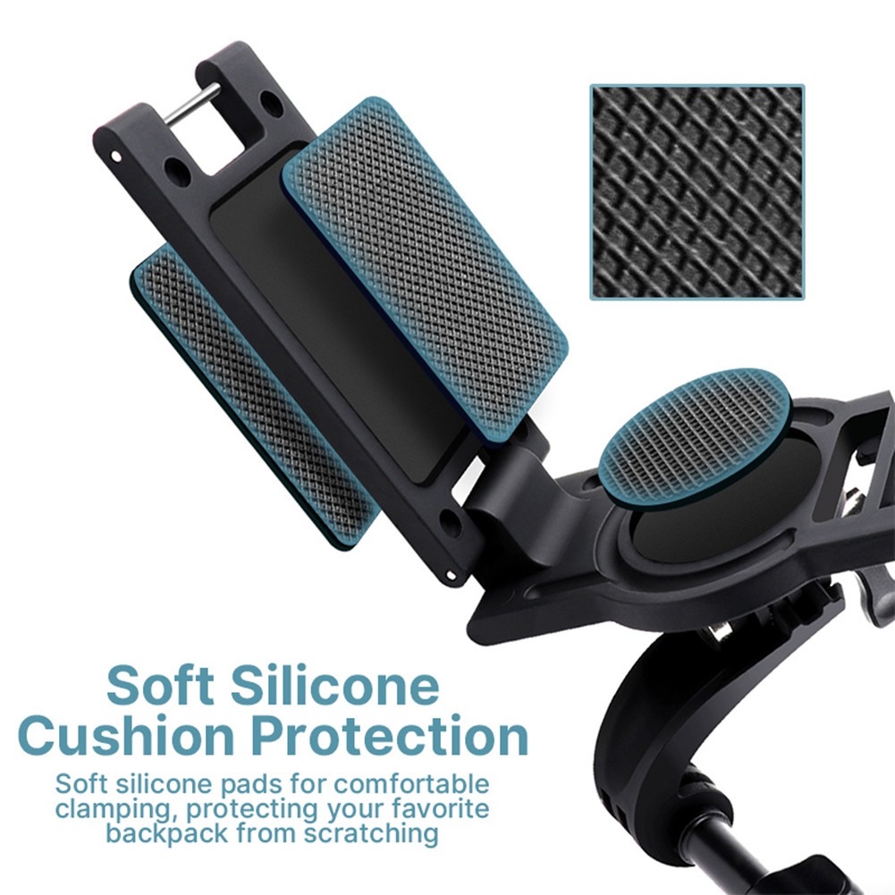 Camera 3-Level Non-Slip 360° Rotatable Backpack Clip Mount Shoulder Belt Clamp