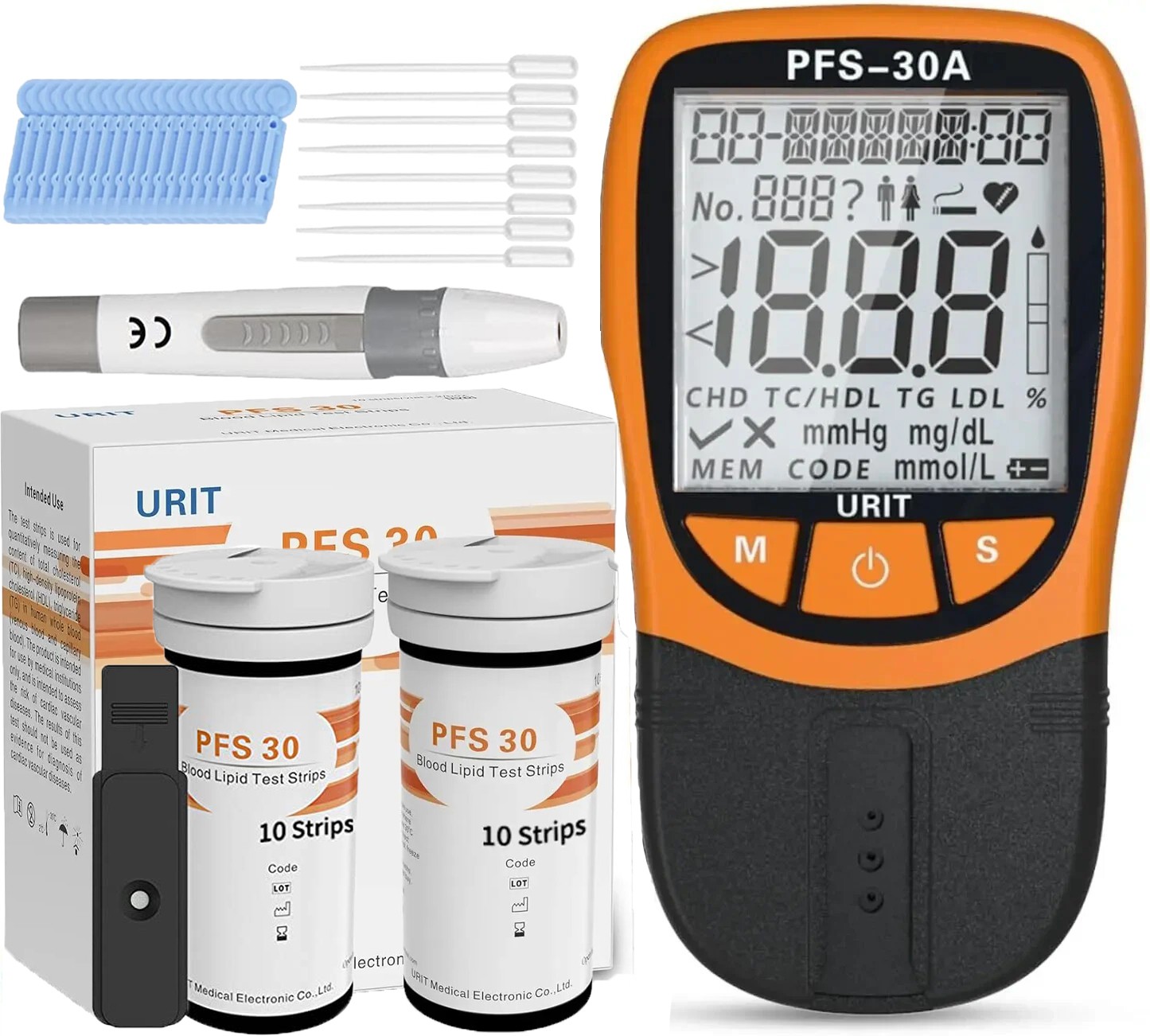 URIT 5 In1 Blood Lipid Meter-Cholesterol &Triglycerides Monitor with 20 Strips t
