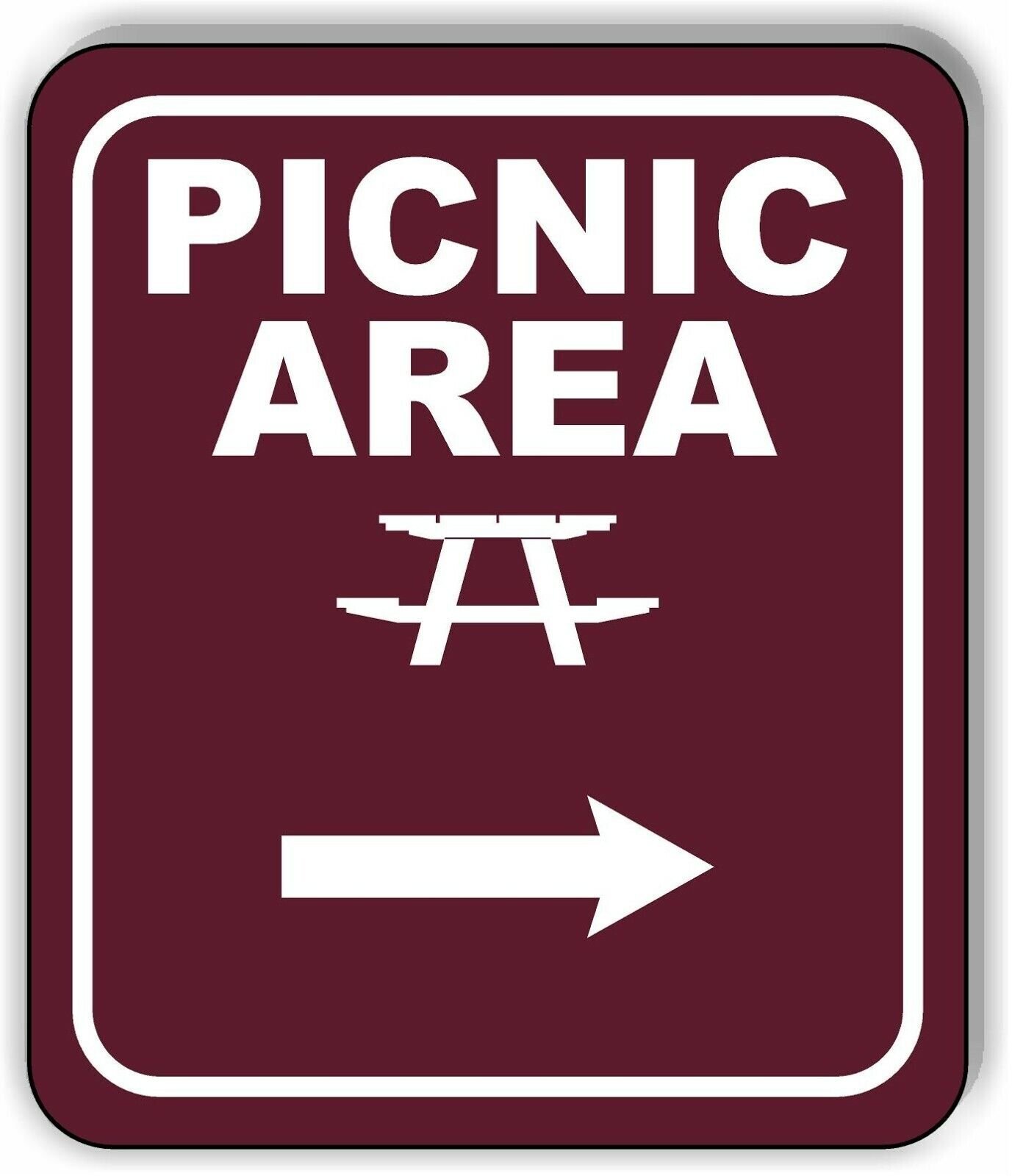 PICNIC AREA DIRECTIONAL RIGHT ARROW CAMPING Aluminum composite sign