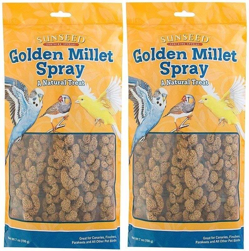 SunSeed Sun-Dried Millet Spray Parakeet Bird Treats 4 oz - 2 Pack