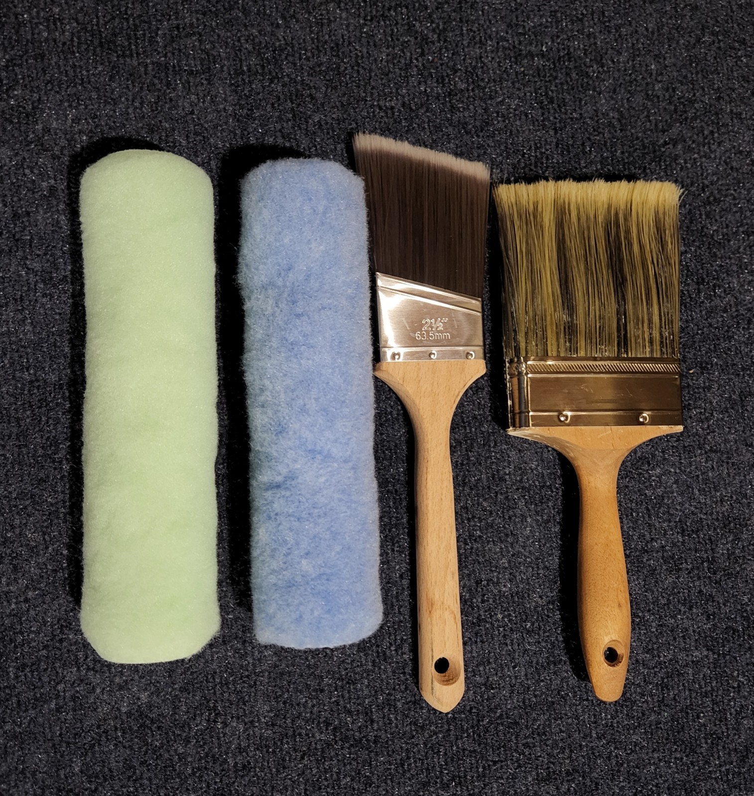 Premium Paint Brushes, 2 Rollers: 2.5" Brush/Rollers are Brand New, 4" Used Once