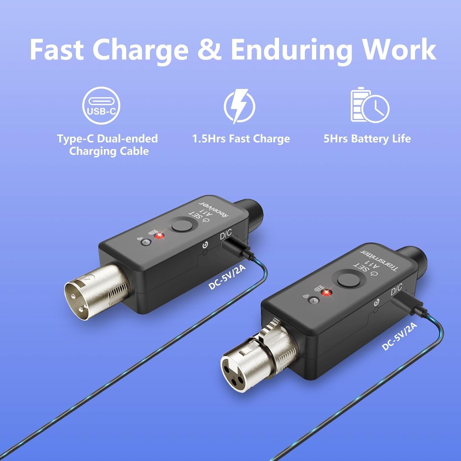 Wireless XLR Microphone System for Dynamic Microphone PA System and Audio Mixer