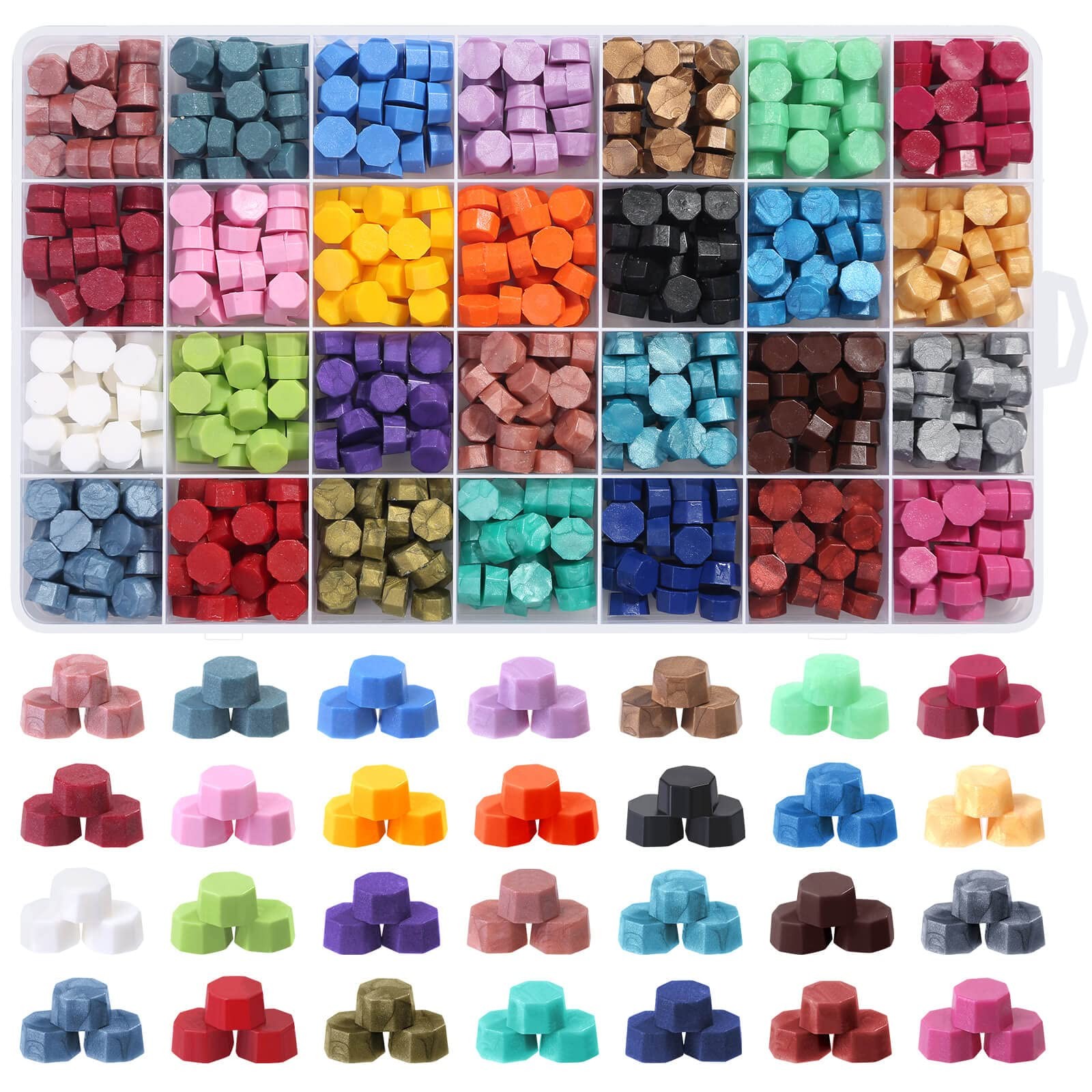 728pc Sealing Wax Beads - 28 Color Pellets for Letter Stamp 28 Colors