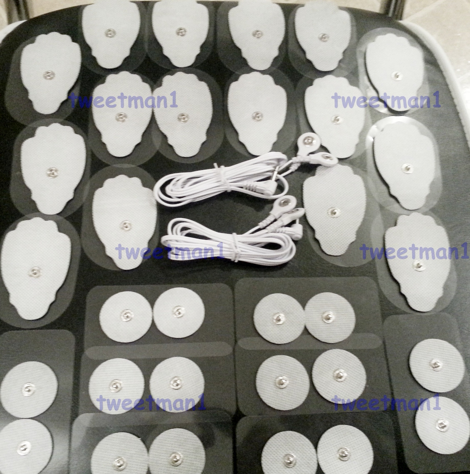 2 ELECTRODE DUAL SNAP LEAD WIRES- 3.5mm Plug+(16LG + 16SM)Massage Electrode Pads