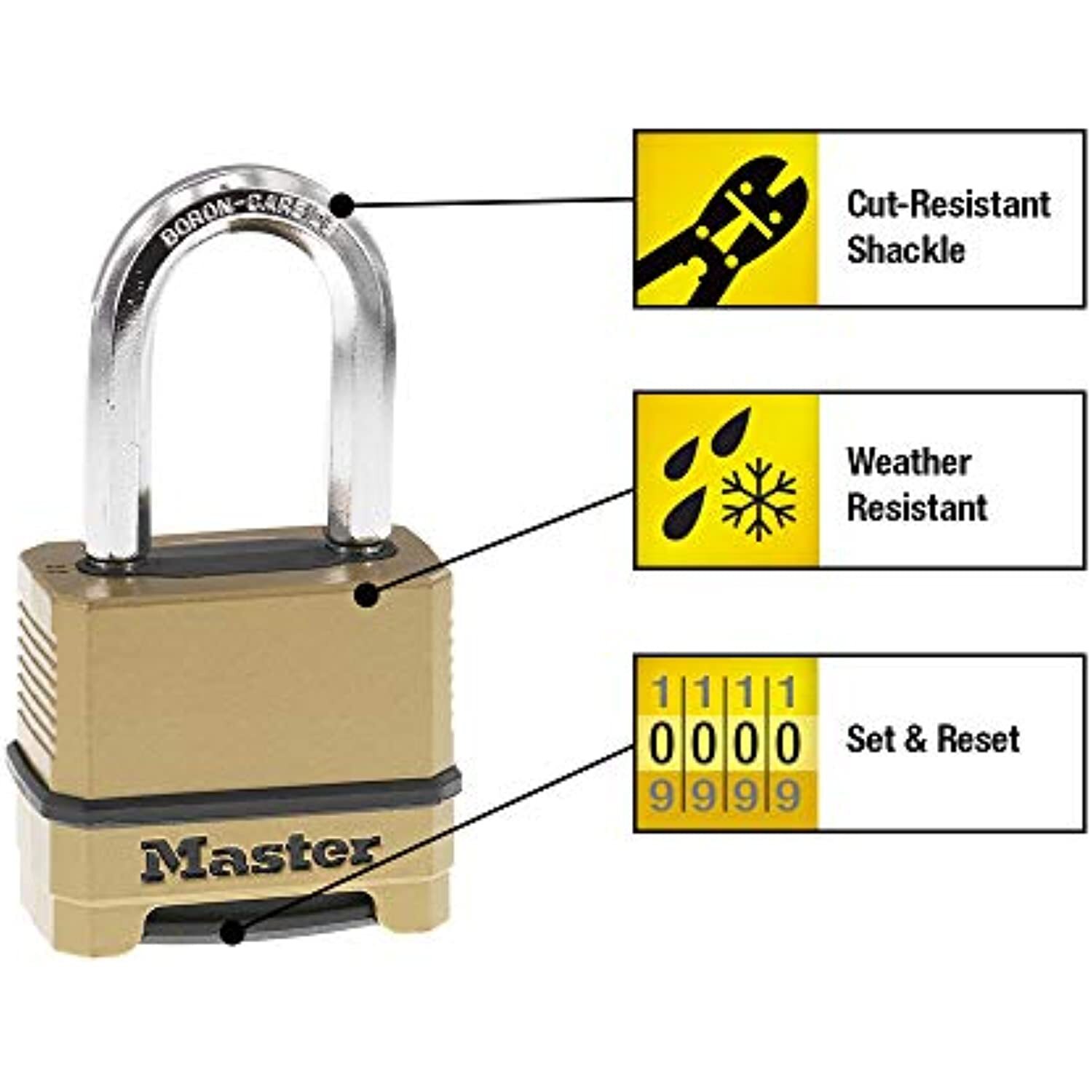 Master Lock Outdoor Combination Lock, Heavy Duty Weatherproof Padlock,