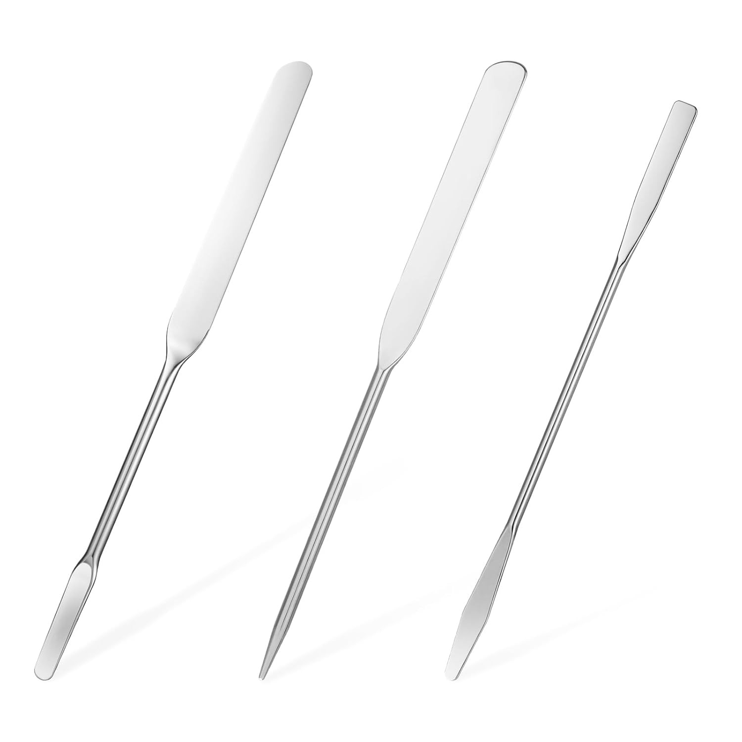 3 Pcs Stainless Steel Makeup Spatula Set, Double-Edged Cosmetic Palette