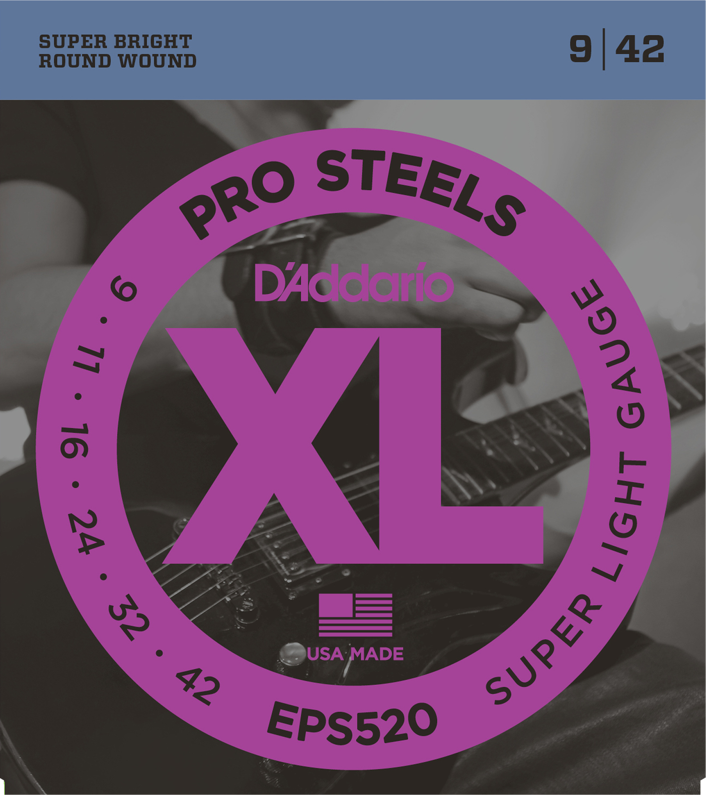 1 Set D'Addario EPS520 Pro Steels Super Light 9-42 Electric Guitar Strings