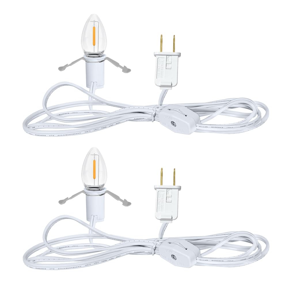 6FT Blow Mold Replacement Light Kit, C7 Clip Lights with One Bulb On/Off Switch