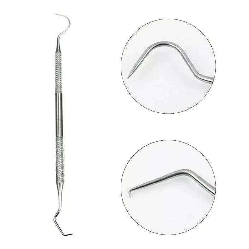 1 Pc Dental Stainless Steel Explorer Probe Hook Pick Double End Teeth Clean