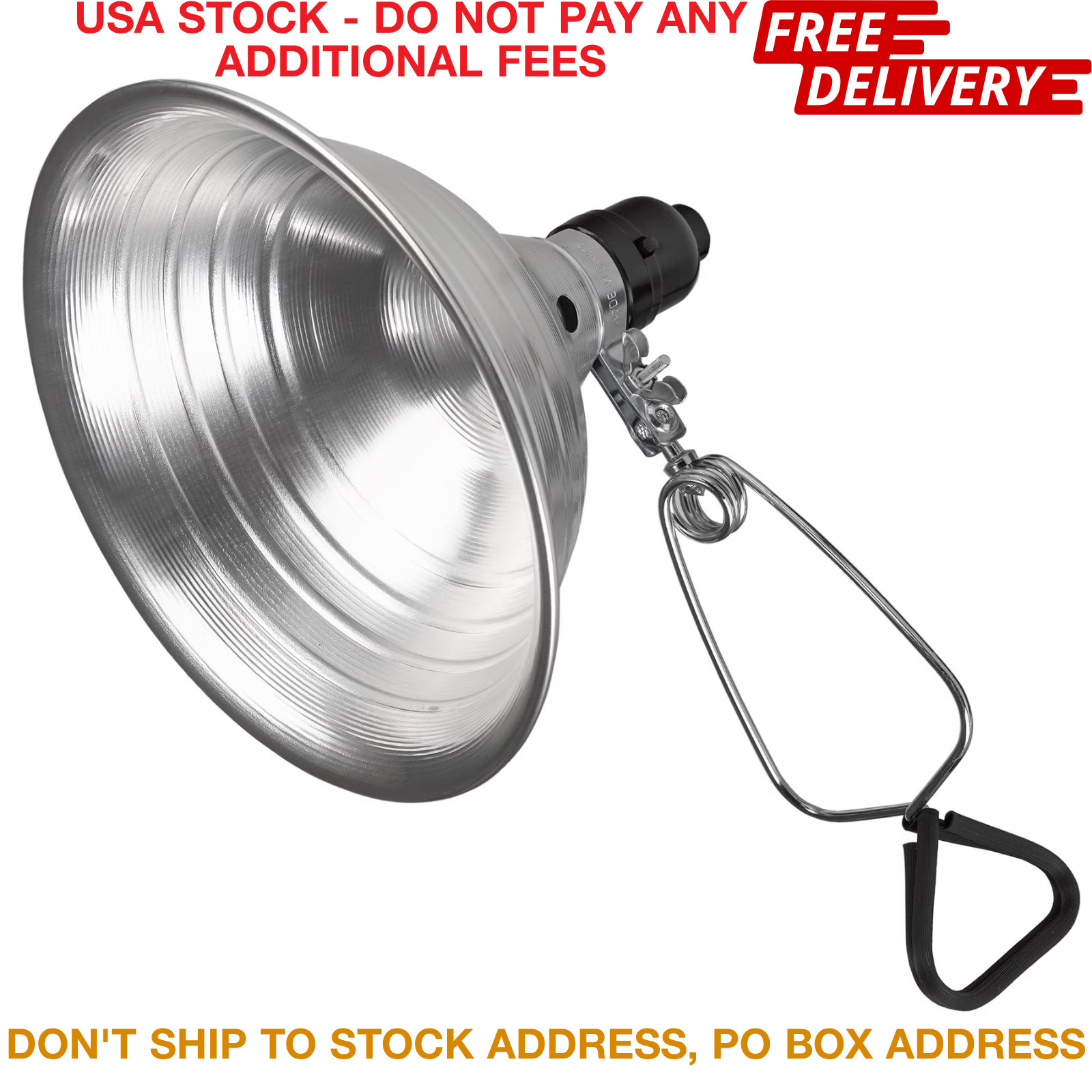 8.5" Clamp Work Light Aluminum Reflector Lamp 150W E26 Socket 6ft Cord Workshop