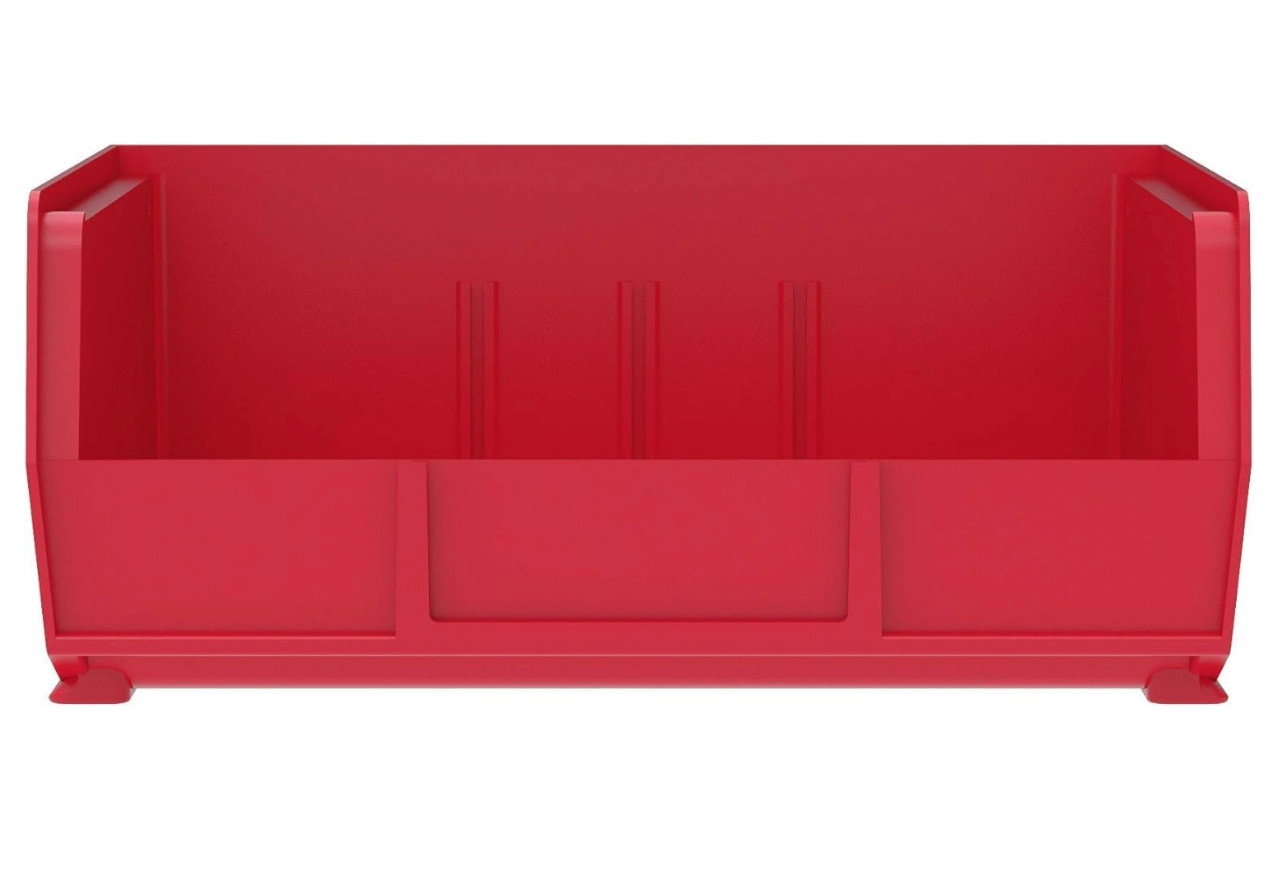 Stackable Red Storage Bins - 6-Pack for Garage & Pantry Organization