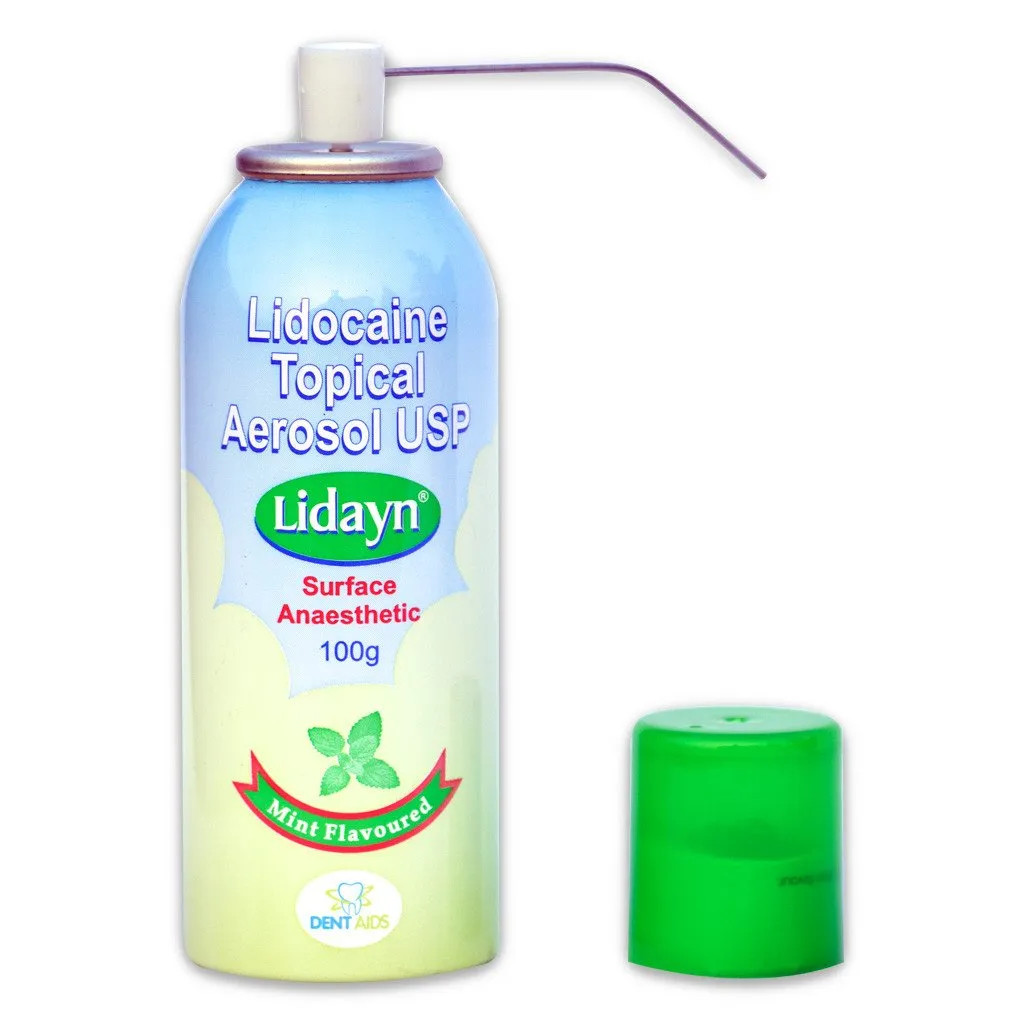 Dentaids Lidayn Spray Mint flavored topical aerosol anesth-etic spray Pack of 2