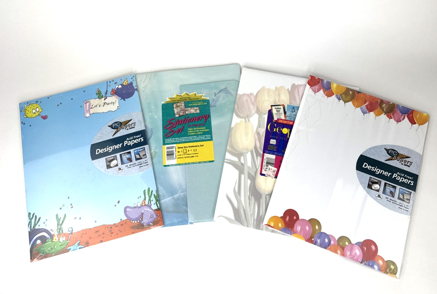 Lot of 4 Designer Papers Printer Paper Geopaper Ampad 85 Sheets 8 1/2" x 11"