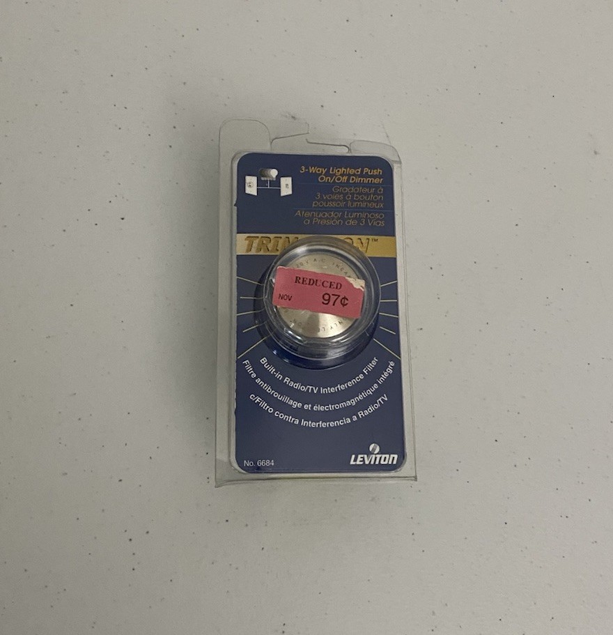 Leviton Rotary Dial Push On/Off 3-Way Light Dimmer Switches Clear 6684