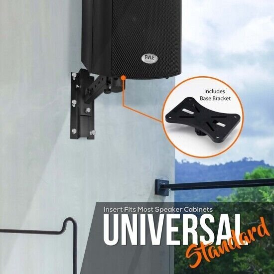Pyle 2 Universal Adjustable Wall Mount Speaker Bracket Stands 80 lbs PSTNDW15