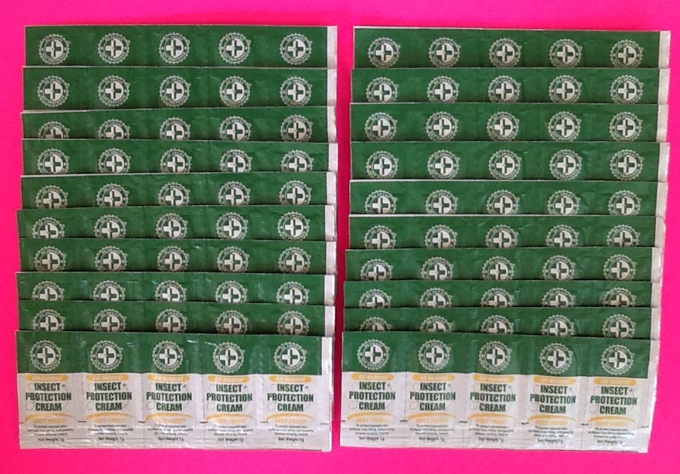 Lot of 100 Insect Protection Cream Packets Survival Camping Hunting Fishing