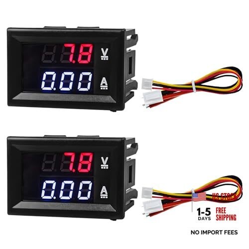 2 PCS 0.28" Digital Voltmeter Ammeter, DC 0-100V 2 in 1 Volt Amp Meter with 10A
