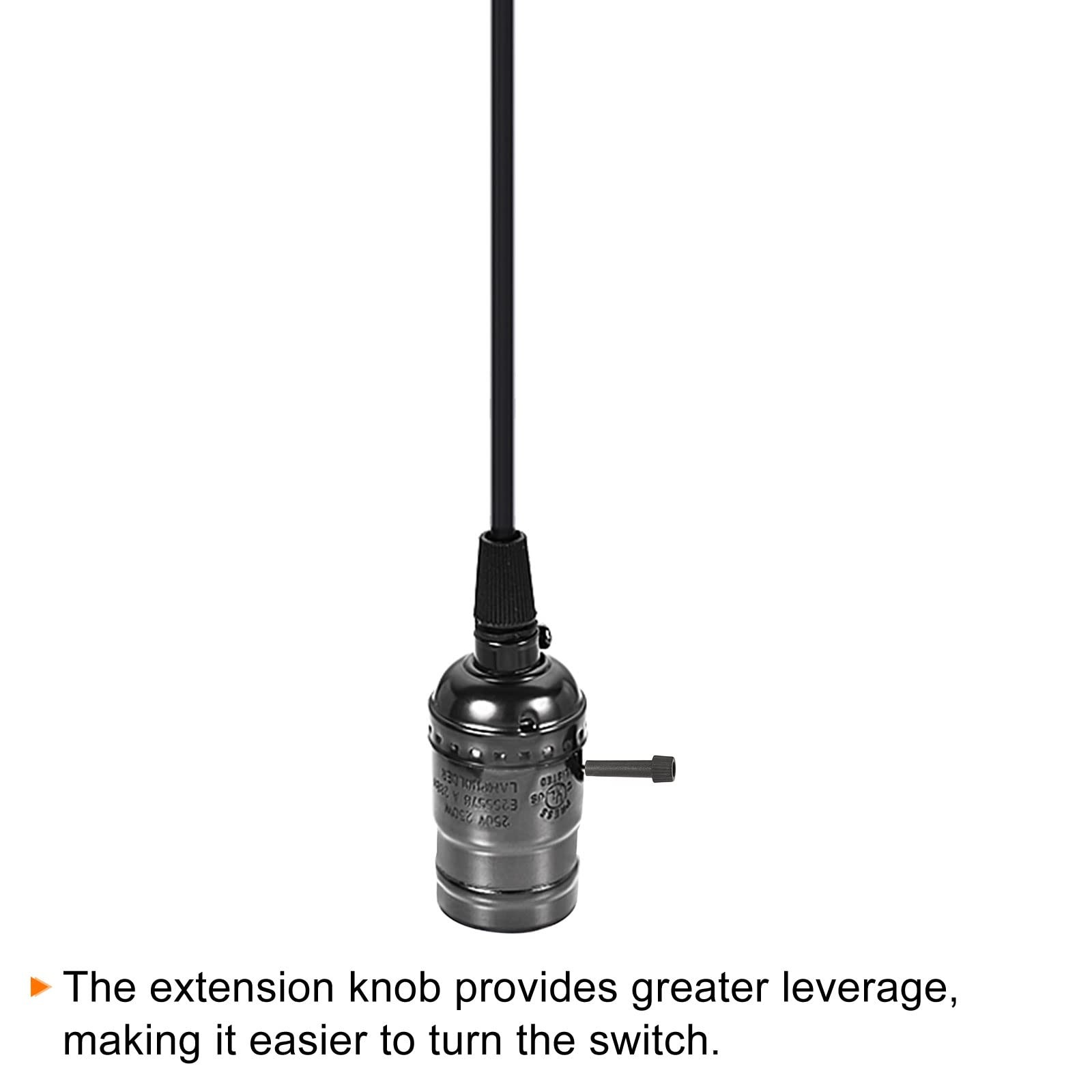Light Turn On/Off Switch Knob 50mm Length Lamp Socket Extension Knobs, Black ...