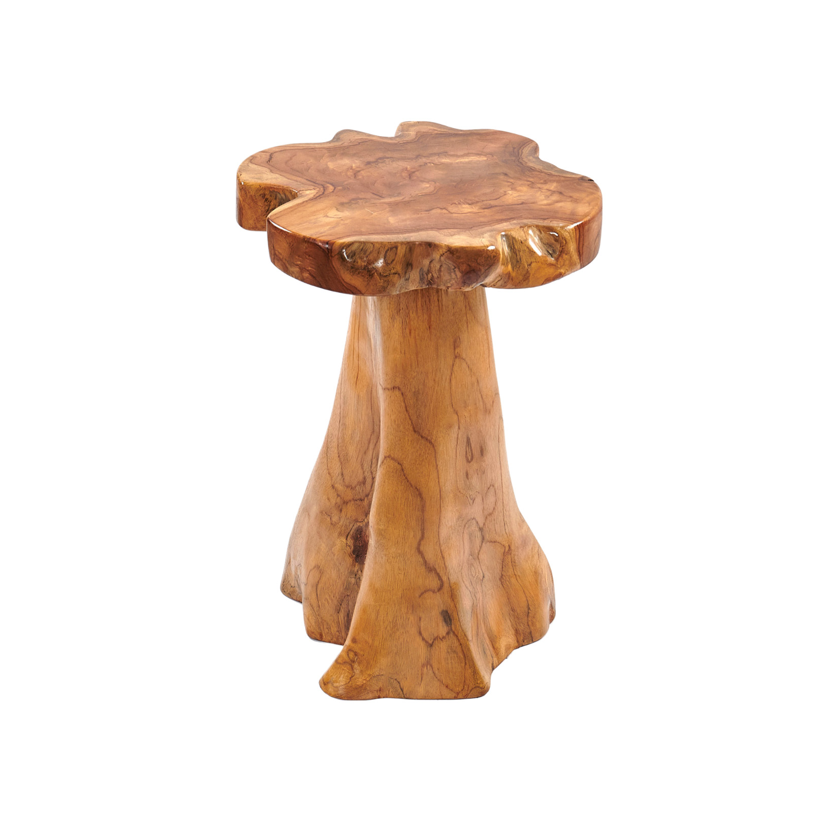 Rustic Teak Tree Stump Table – Live Edge Side Table or Stool, Natural Wood, Gift