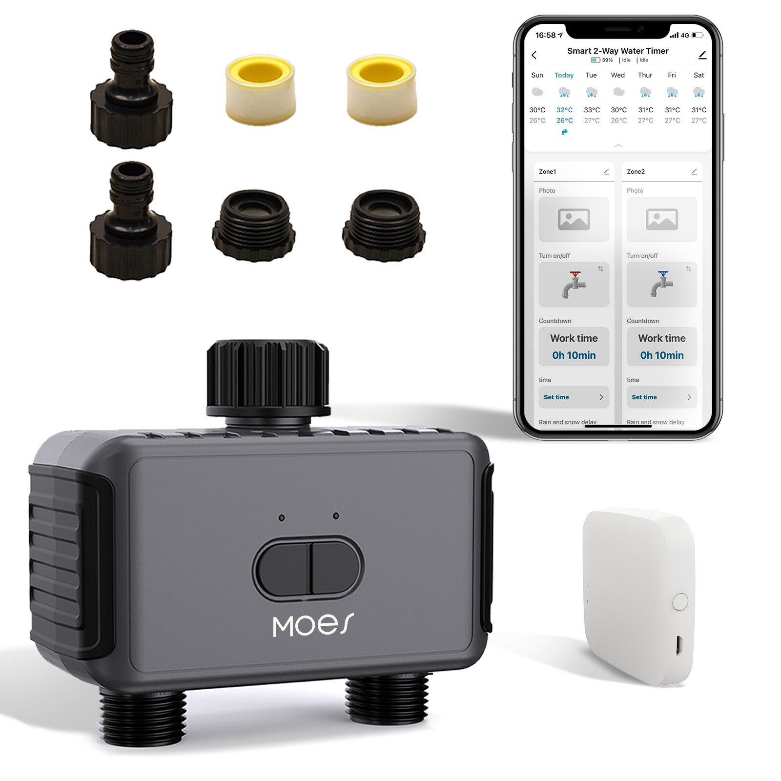 MOES BLE 2 Outlets Smart Sprinkler Water Irrigation Timer IP55 For Garden Hose