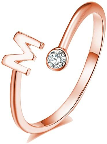 0.05Ct Round CZ Letter "M" Promise Toe Ring 14K Rose Gold Plated Mother's Day