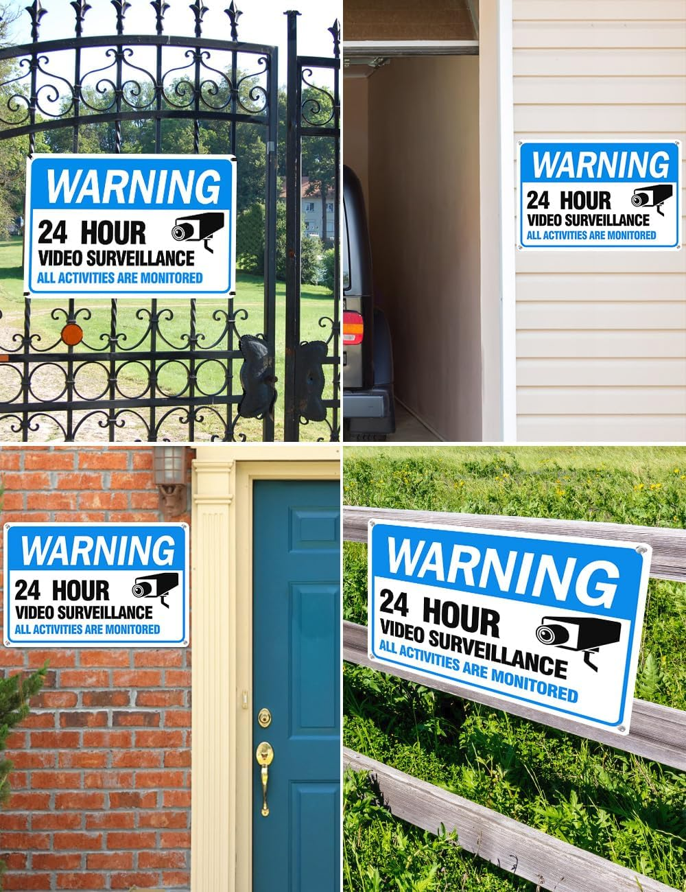 Video Surveillance Sign 4-Pack 12 x10 Security Camera Sign Reflective and W...