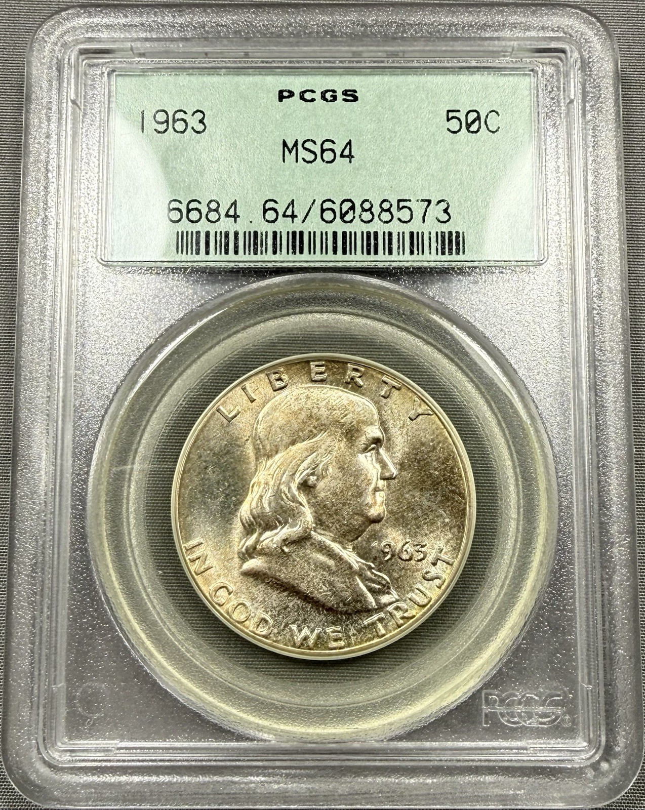 1963 Franklin Half Dollar 50c - PCGS MS64 - OGH Green Holder