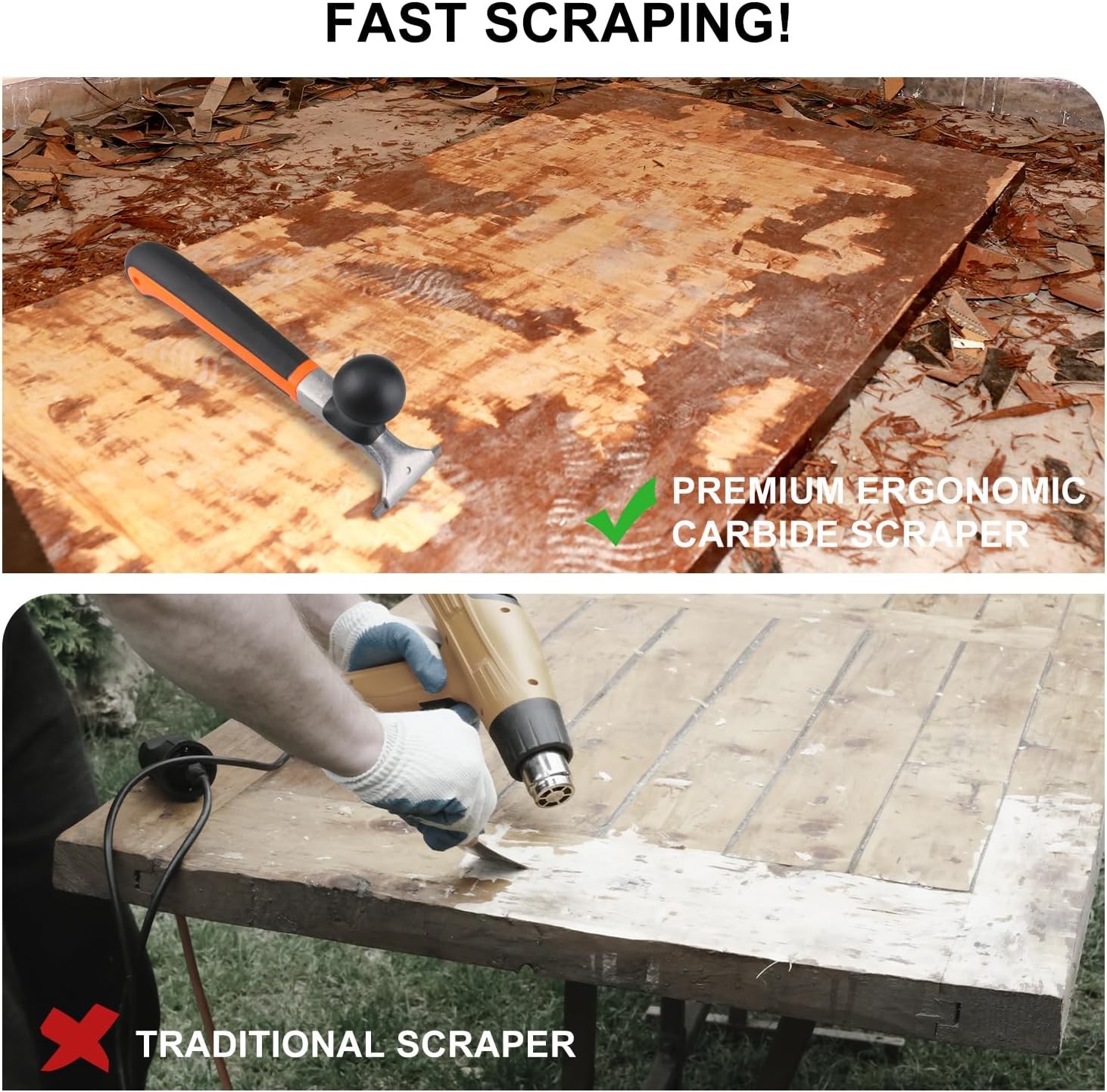 2.5 Inch Ergonomic Carbide Scraper Premium Paint Glue Resin Remover Tool