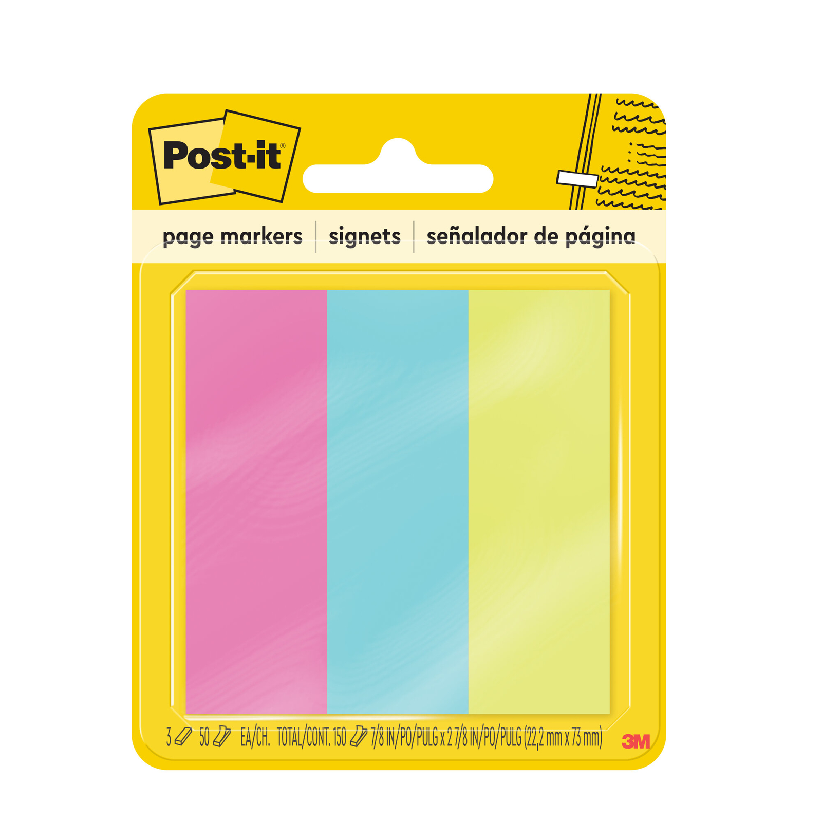 Post-it® Page Markers 5223, 7/8 in x 2-7/8 in (22,2 mm x 73 mm)
