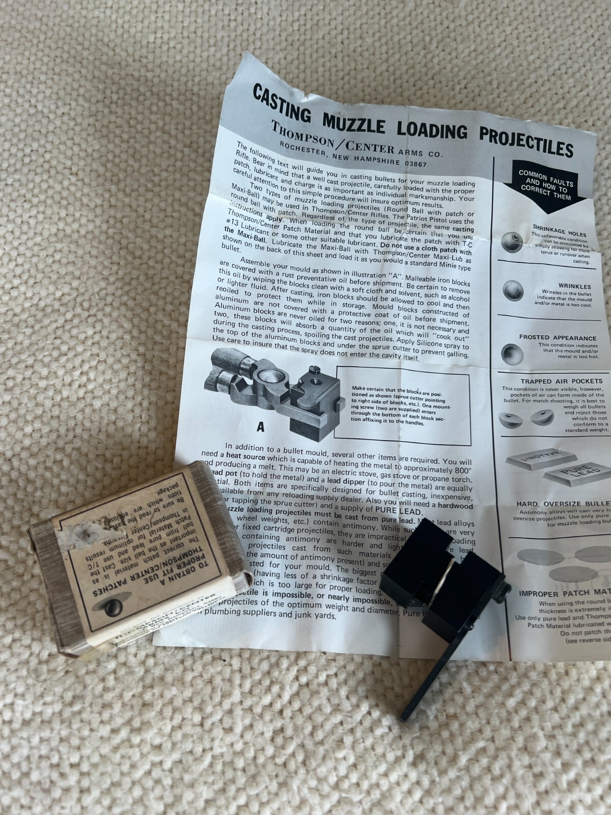 Thompson Center ,45cal Round Ball Mold NOS