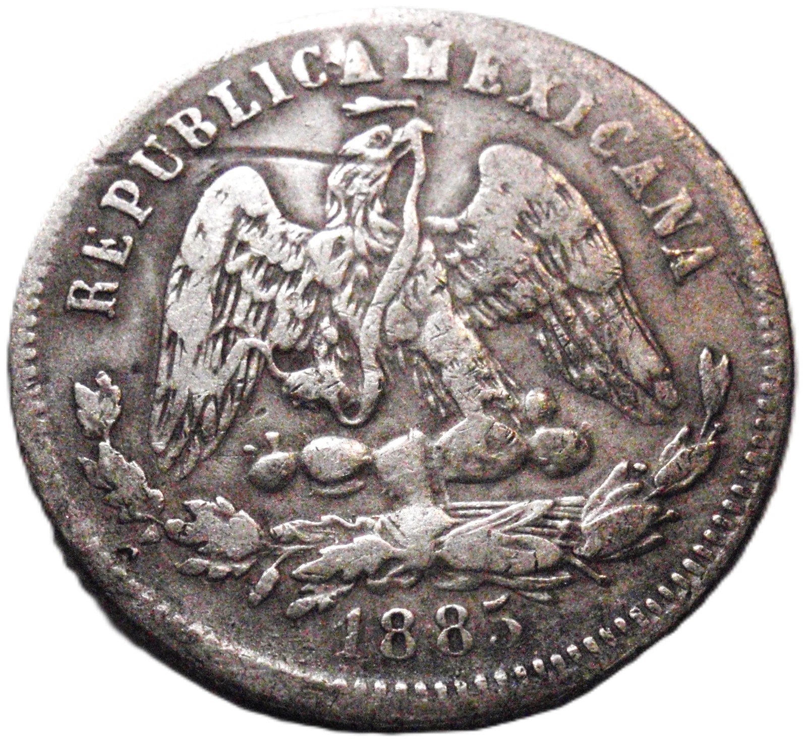 Mexico ✮ 1885 Zs S ✮ 25 Centavos ✮ Fine ✮ .9027 SILVER ✮ KM# 406.9 ✮ Zacatecas