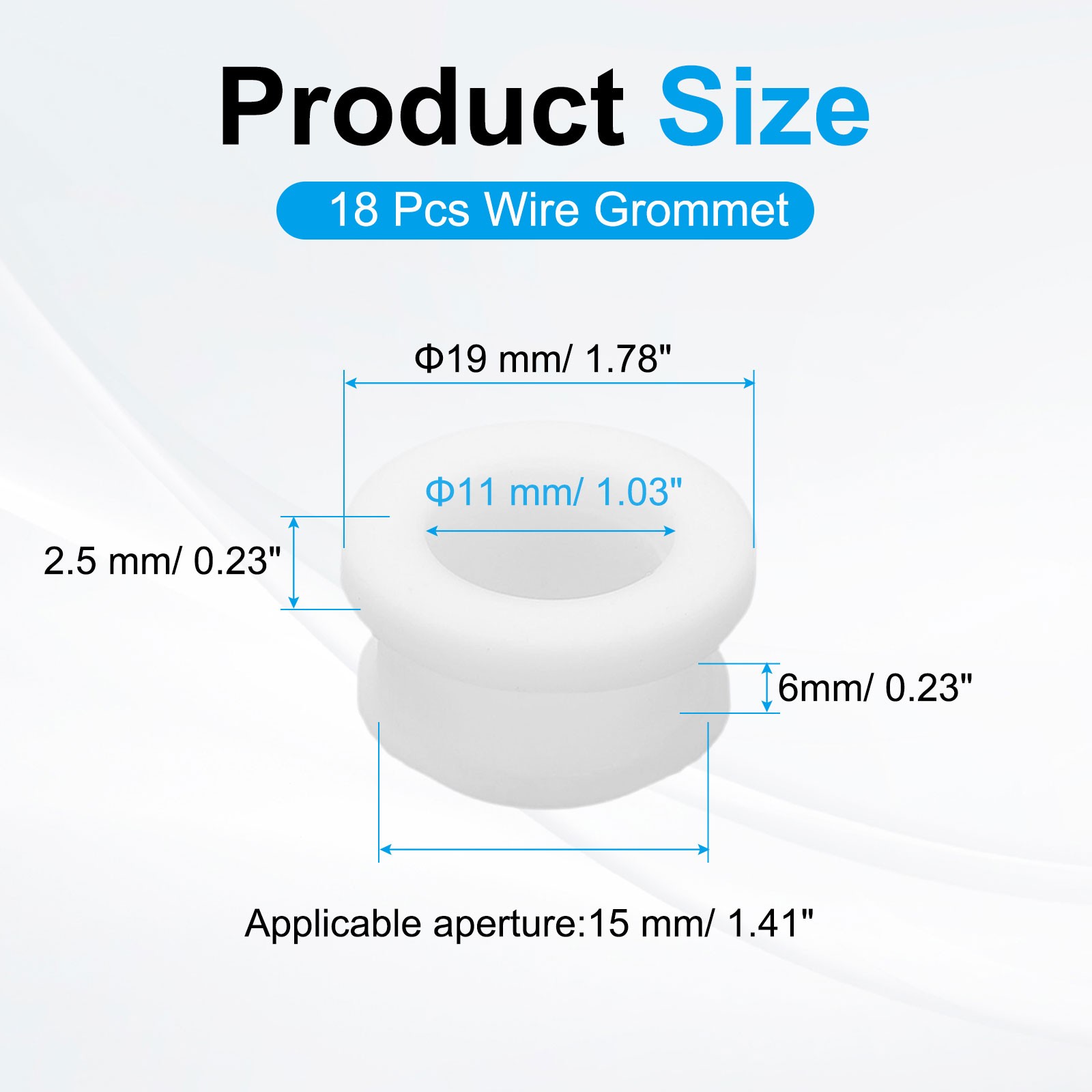 18pcs Wire Grommet, 15mm Mounting Dia Plastic Grommets Cable Hose Snap, White
