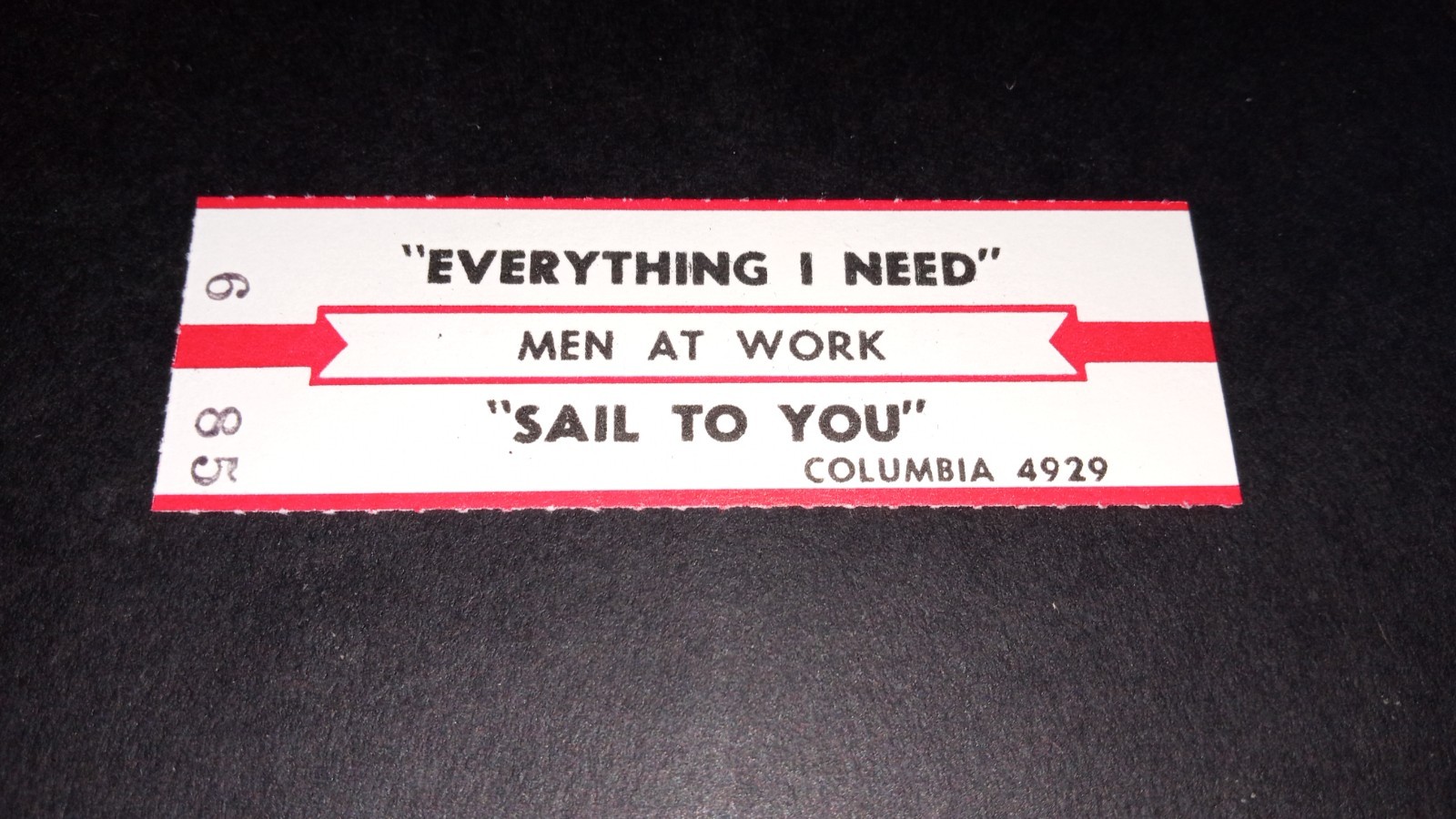Jukebox Title Strip - MEN AT WORK - Everything I Need / Sail to You