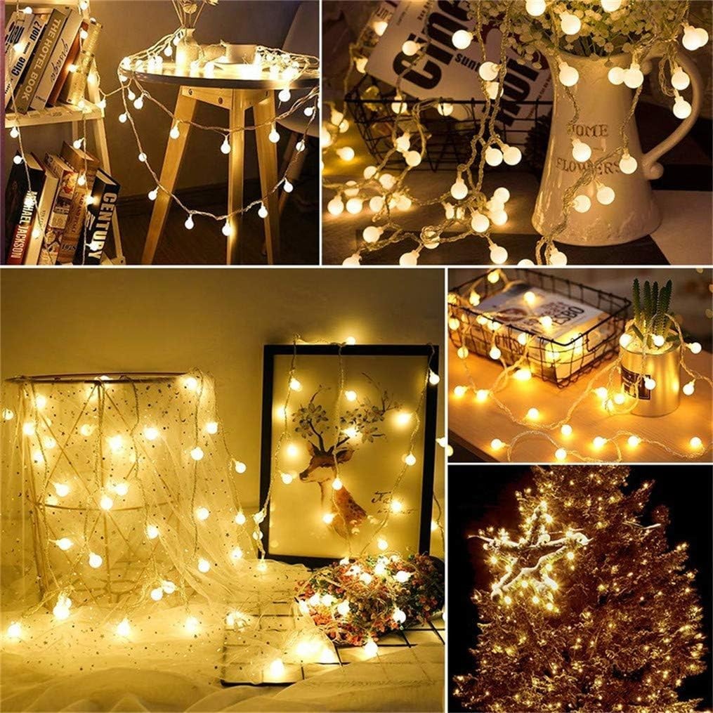 Plug in LED String Lights, 16Ft/5M 50 LED Bulb Warm White Globe Fairy Lights for