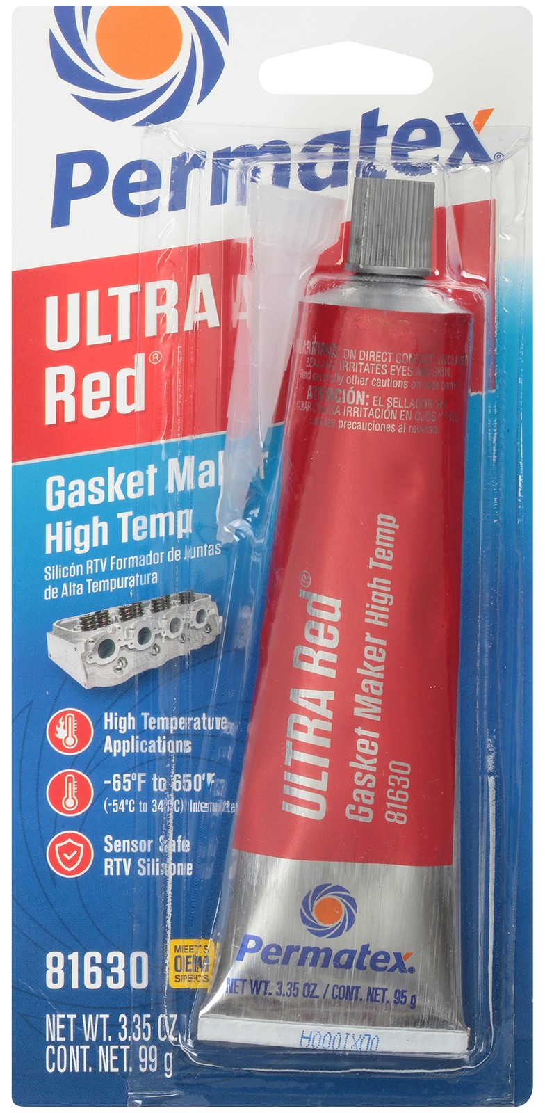 Permatex Ultra Red RTV Silicone Gasket Maker 3.35 Oz Sensor Safe 81630