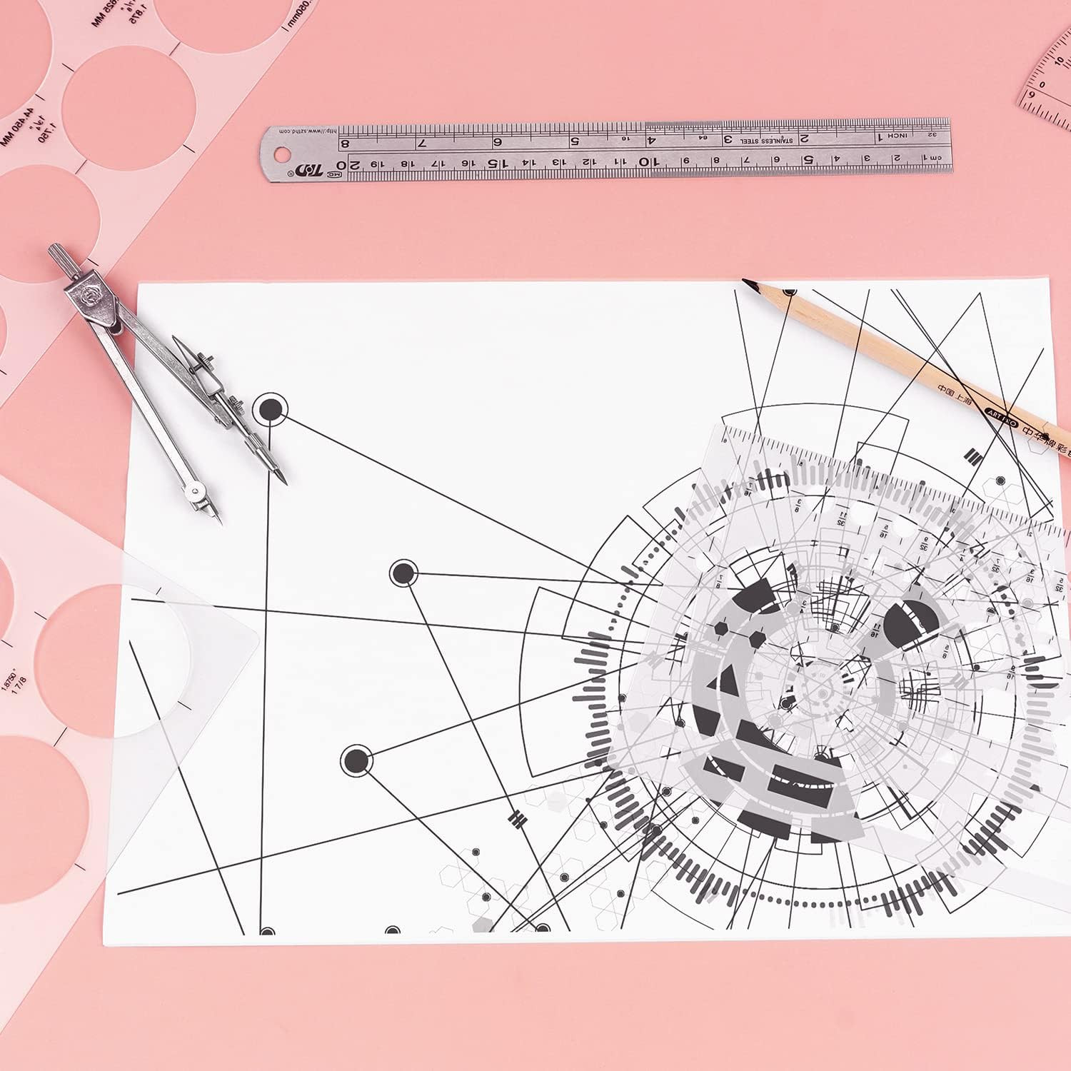 Tamaki Circle Template Circle round Stencil Templates for Drafting for Office an