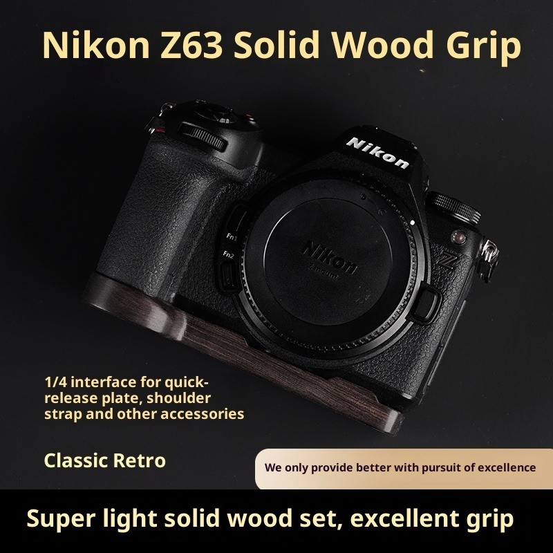 Camera Grip Wooden Handle Base Height-Enhanced Compatible with Nikon Z6III / Z63