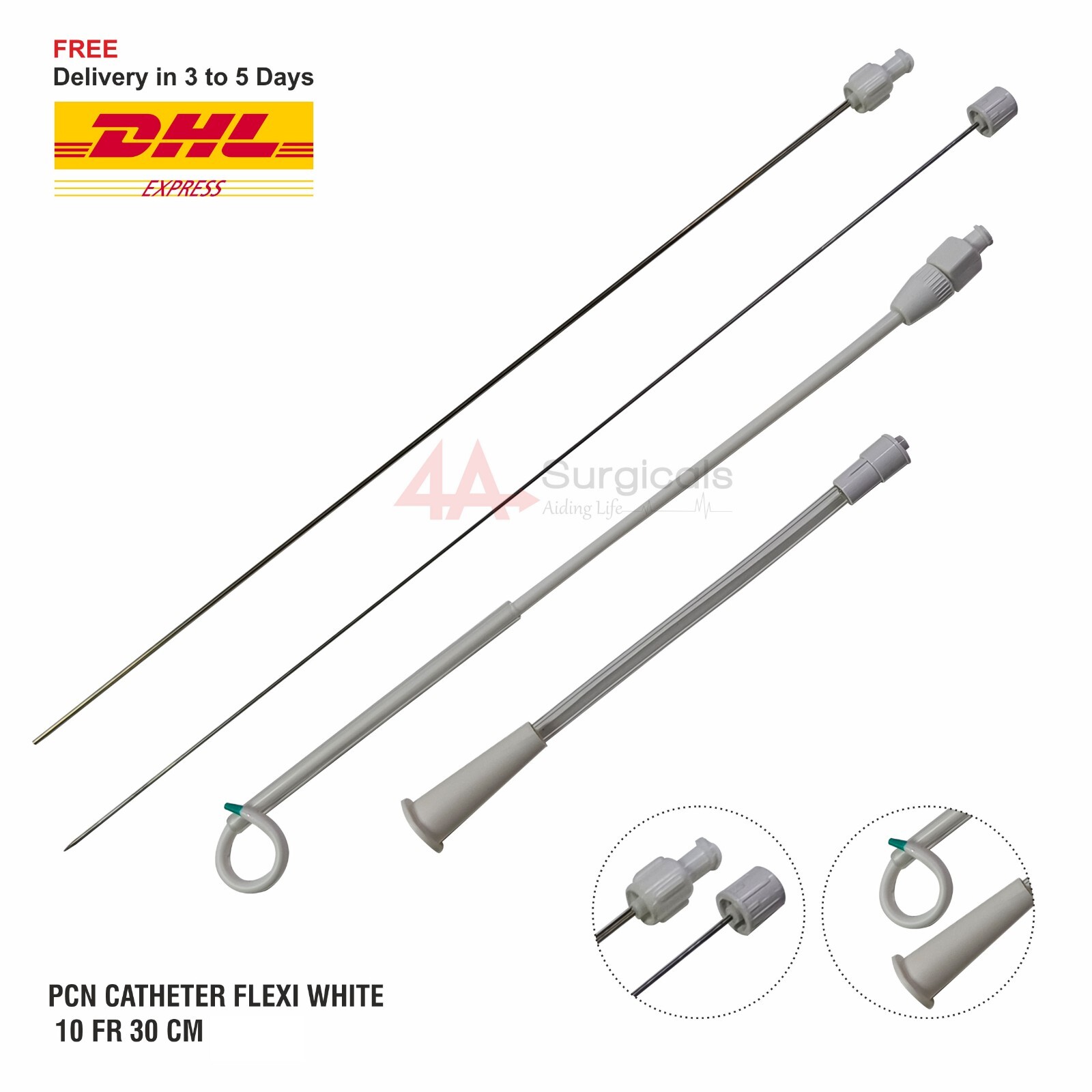 4A PCN CATHETER FLEXI WHITE 10Fr /30cm Radiology and Urology (Set of 10)