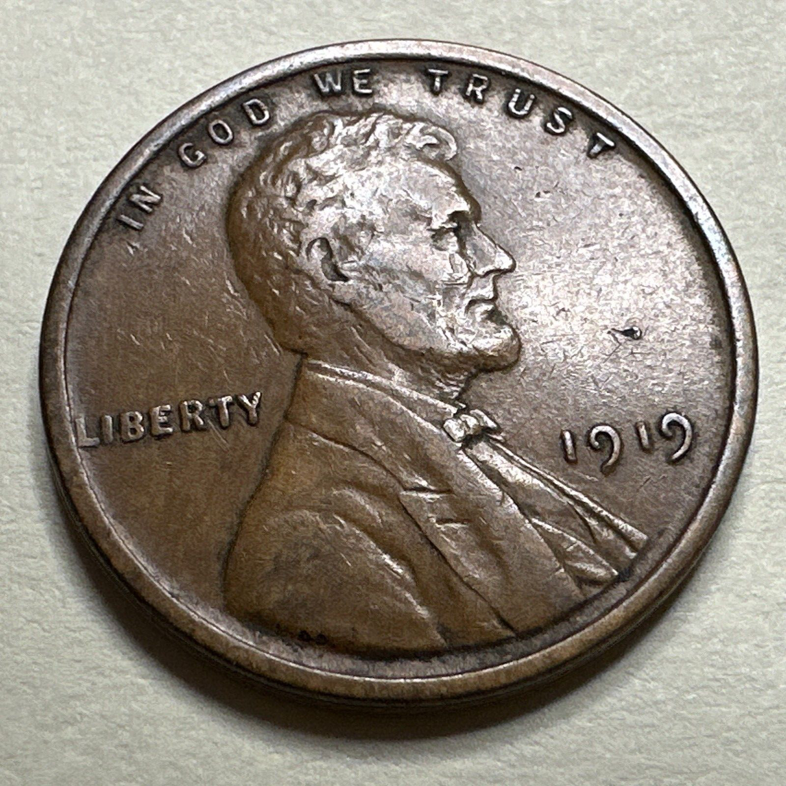 1919 1C BN Lincoln Cent WHEAT PENNY 9381N