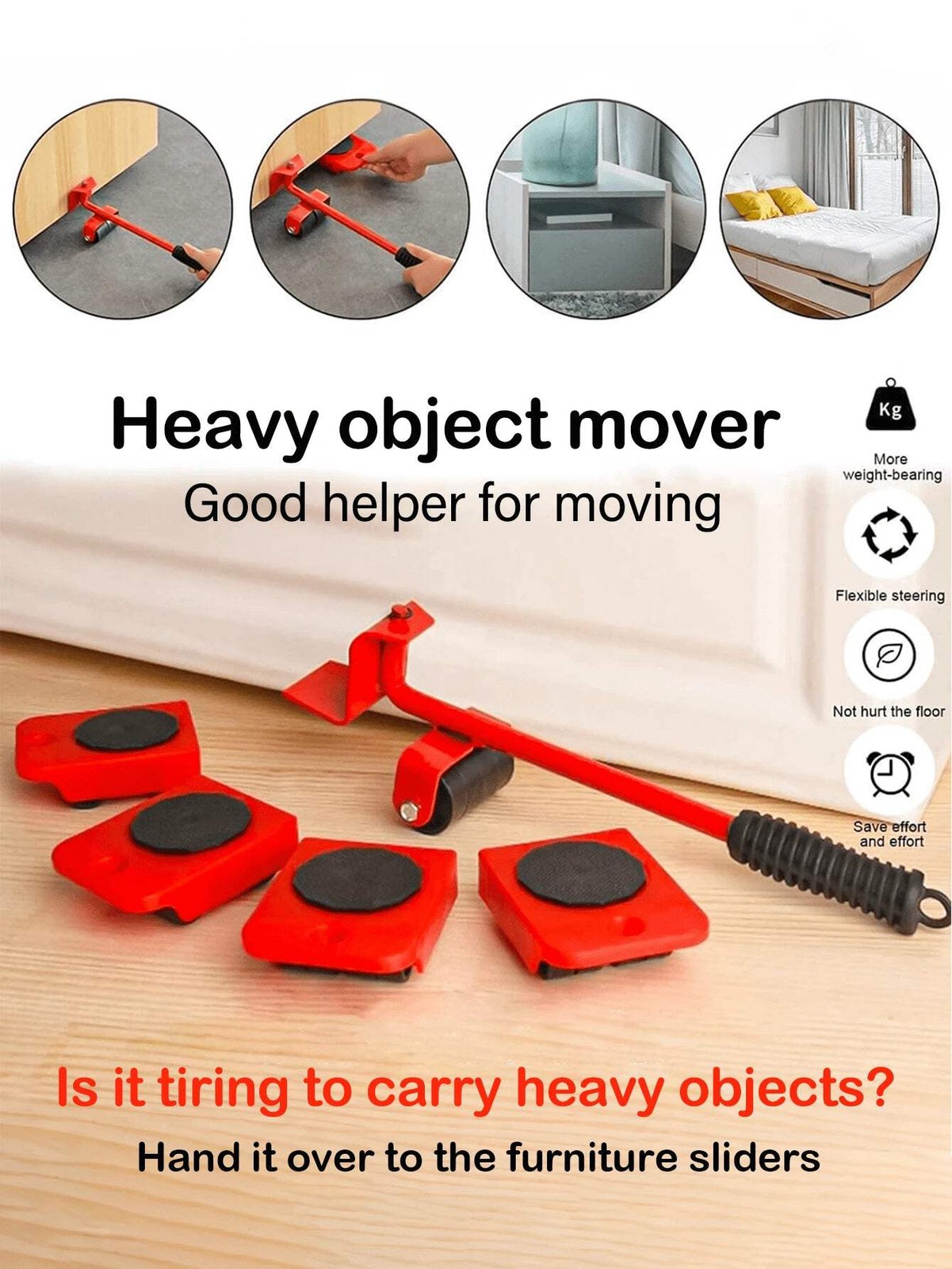 5-Piece Heavy-Duty Furniture Moving Pulley Set - Effortless Lifting Up to 220 lb